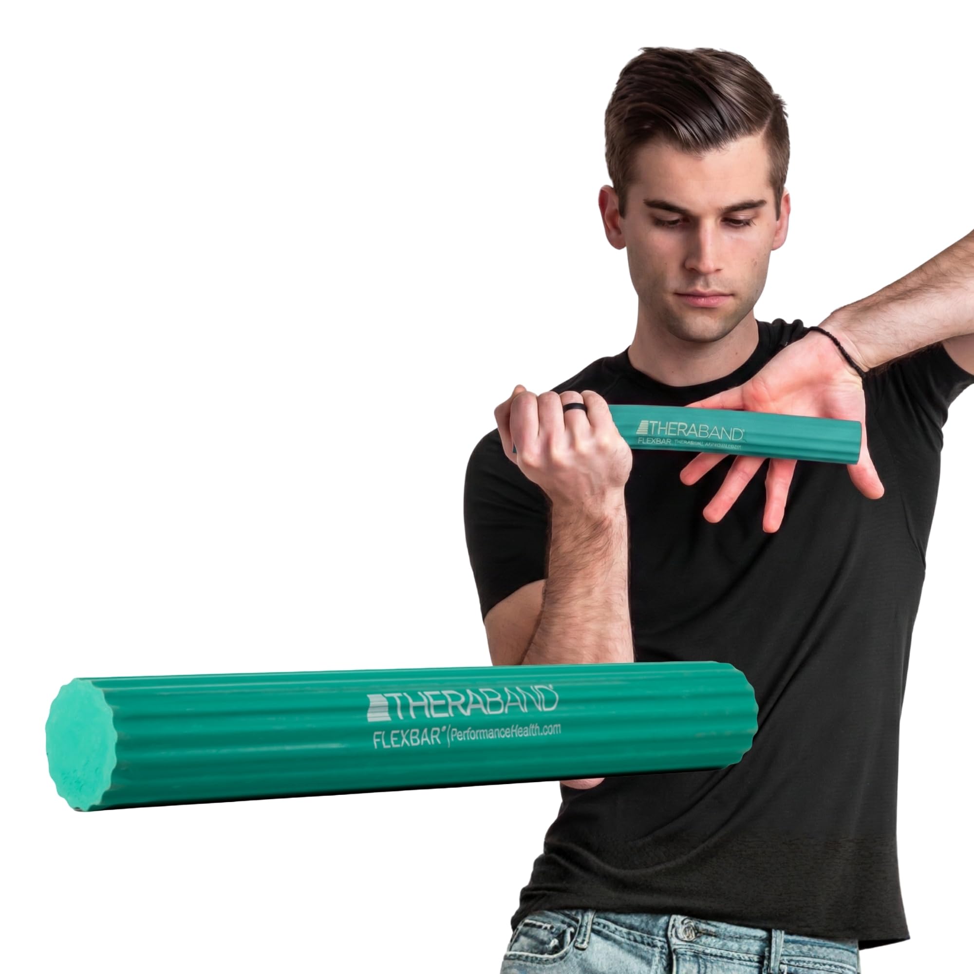 FlexBar, Tennis Elbow Therapy Bar, Relieve Tendonitis Pain & Improve Grip Strength, Resistance Bar for Golfers Elbow & Tendinitis, Green, Medium, Intermediate