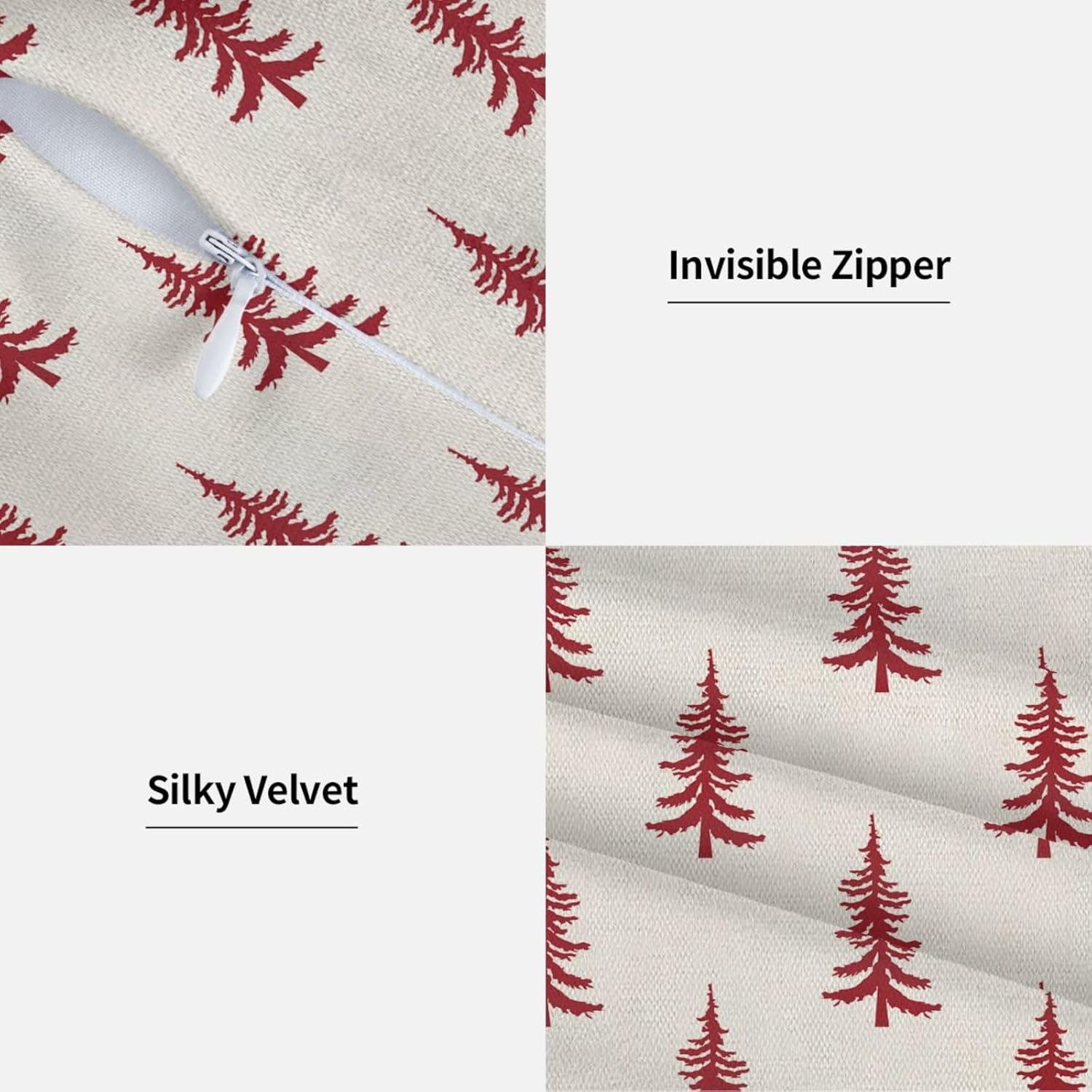 Christmas Pillow Covers 22 x 22 Inch Set of 2, White Red Chirstmas Tree Decorations Throw Pillow Covers Outdoor Winter Holiday Farmhouse Xmas Cushion Case Linen Square for Home Couch Sofa