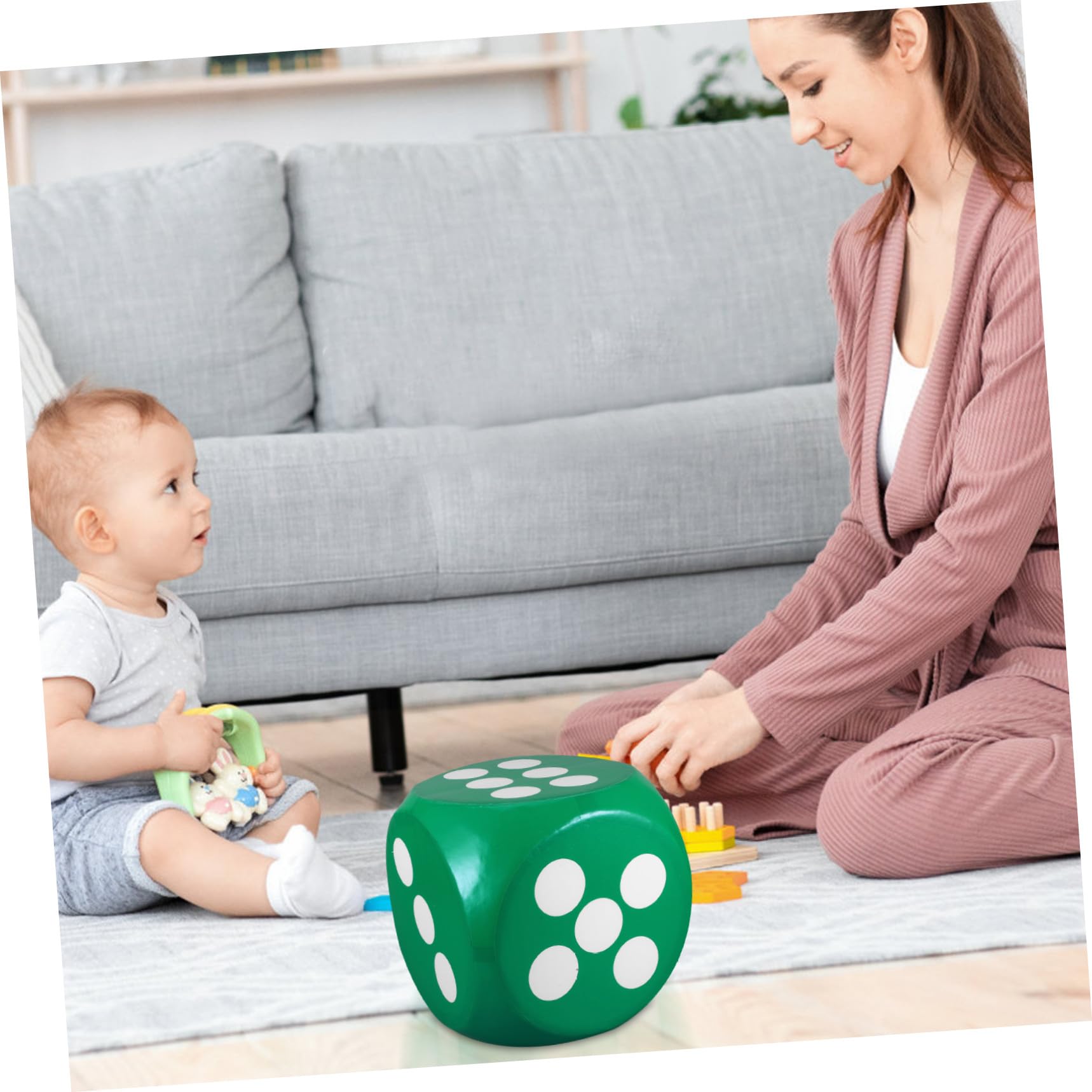 Uonlytech Dado e Feste in Schiuma Verde per Bambini Gigante Angoli Arrotondati e Versatile Leggero Facile Utilizzo per Giochi Educativi
