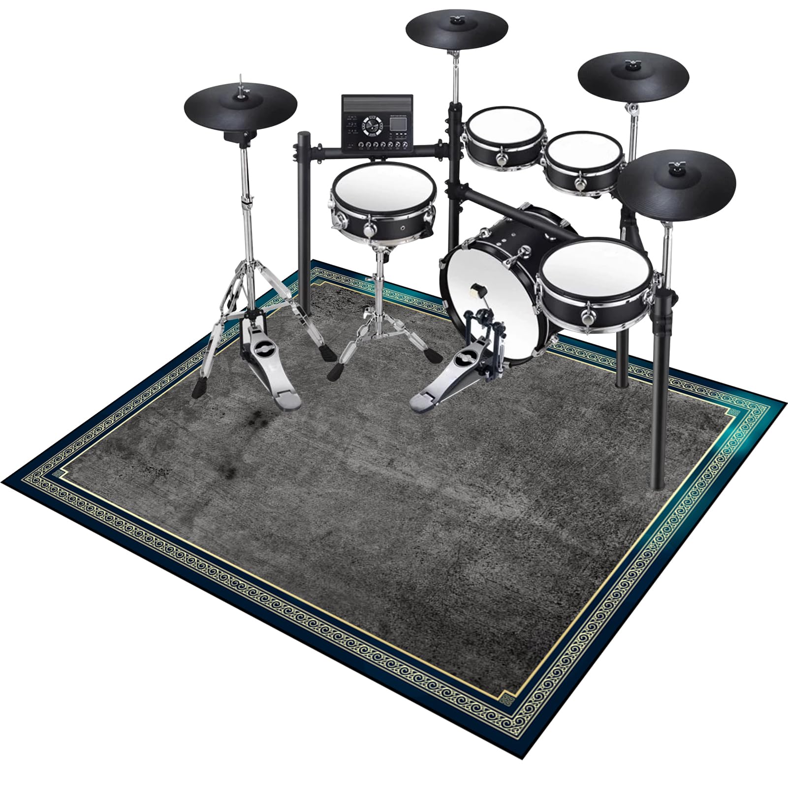 Professional Drum Rug 140 x 120 cm - Soundproof Carpet for Drummers - Drum Piano Carpets Non-Slip Electronic Drum Rugs Mats Rectangle Soundproof Rugs for Home Instrument Practice & Stage Area Rug