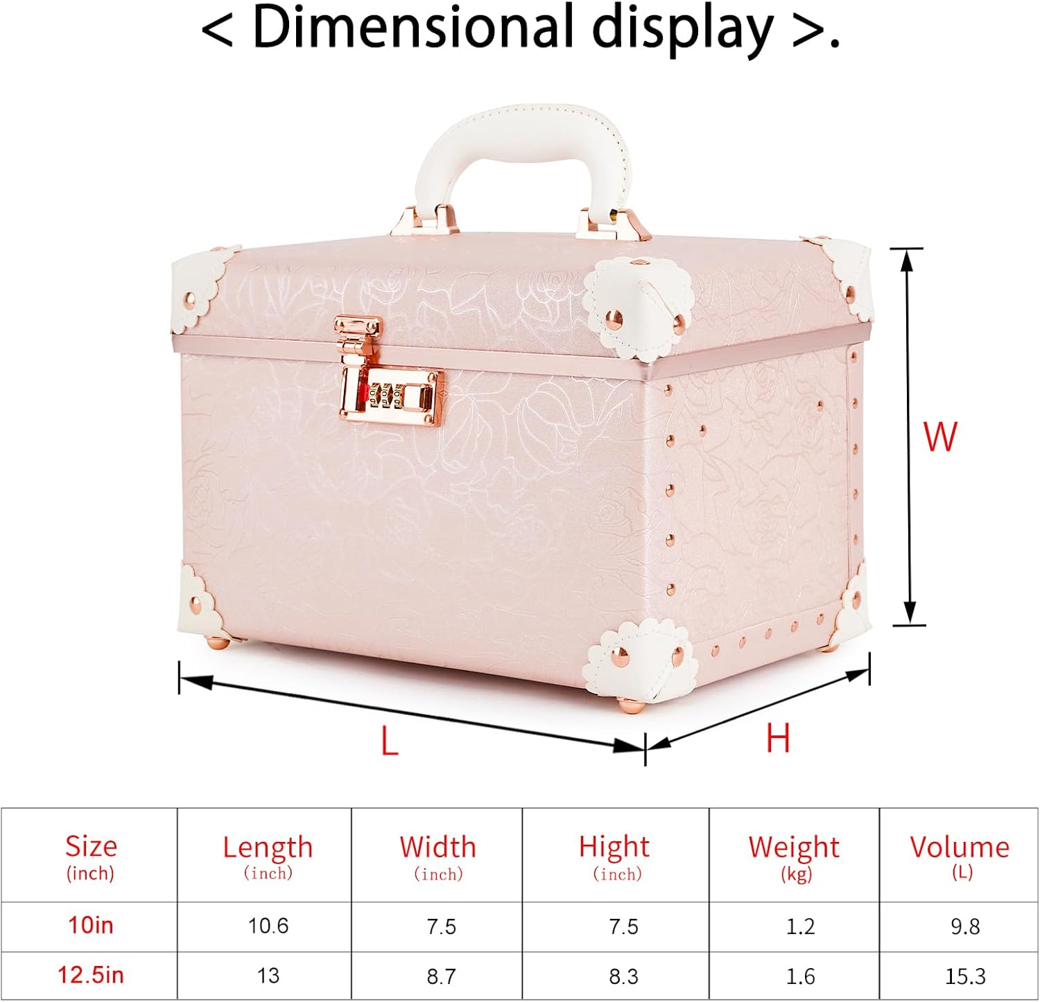 urecity Vintage Luggage Sets of 3 Piece - Hardside Lightweight Spinner Suitcases - Retro Travel Set includes Under Seat Train Case, Cosmetic Train Case, Elegant Pink