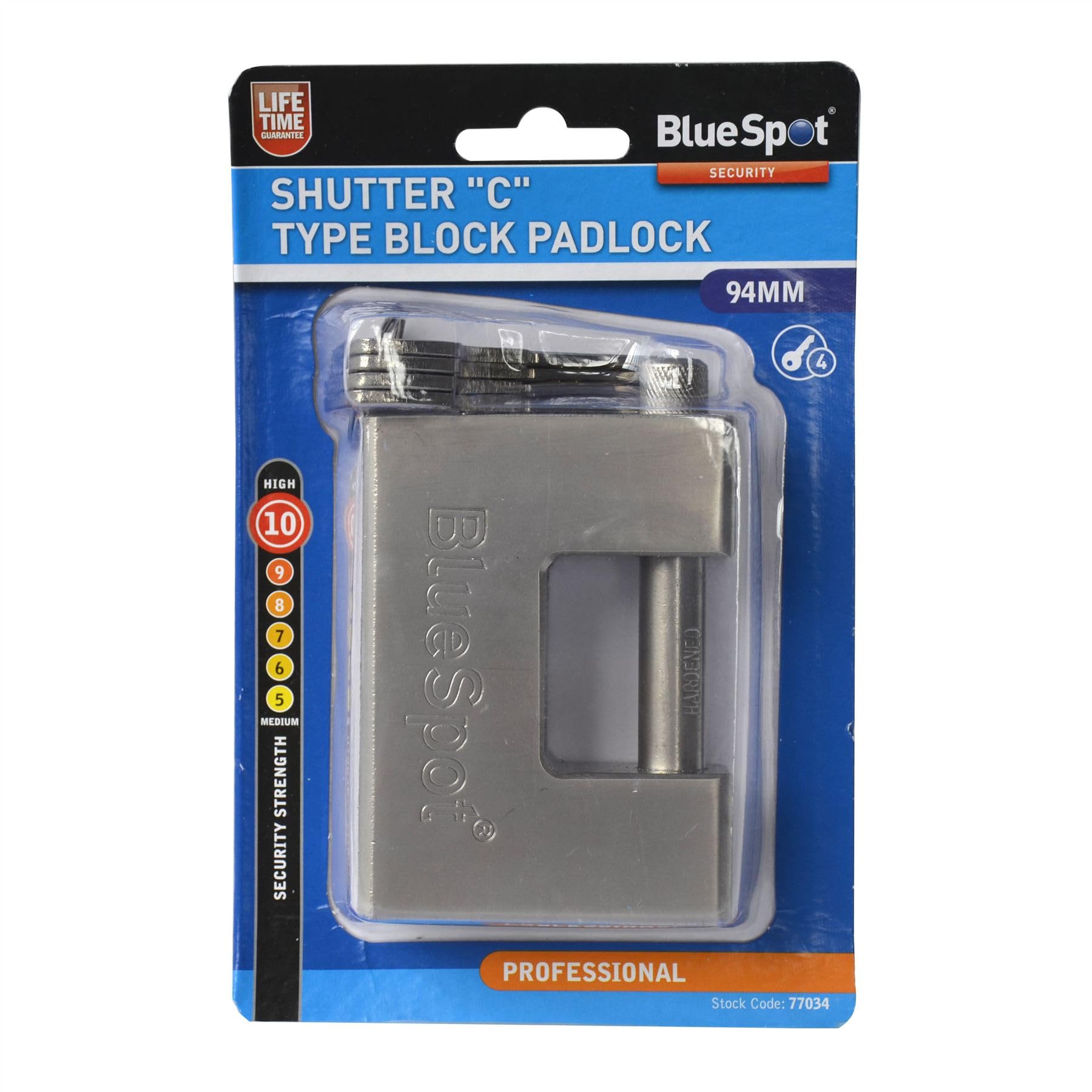 Fort Knox Silver 77034 96 Mm Shutter "C" Type Block Padlock