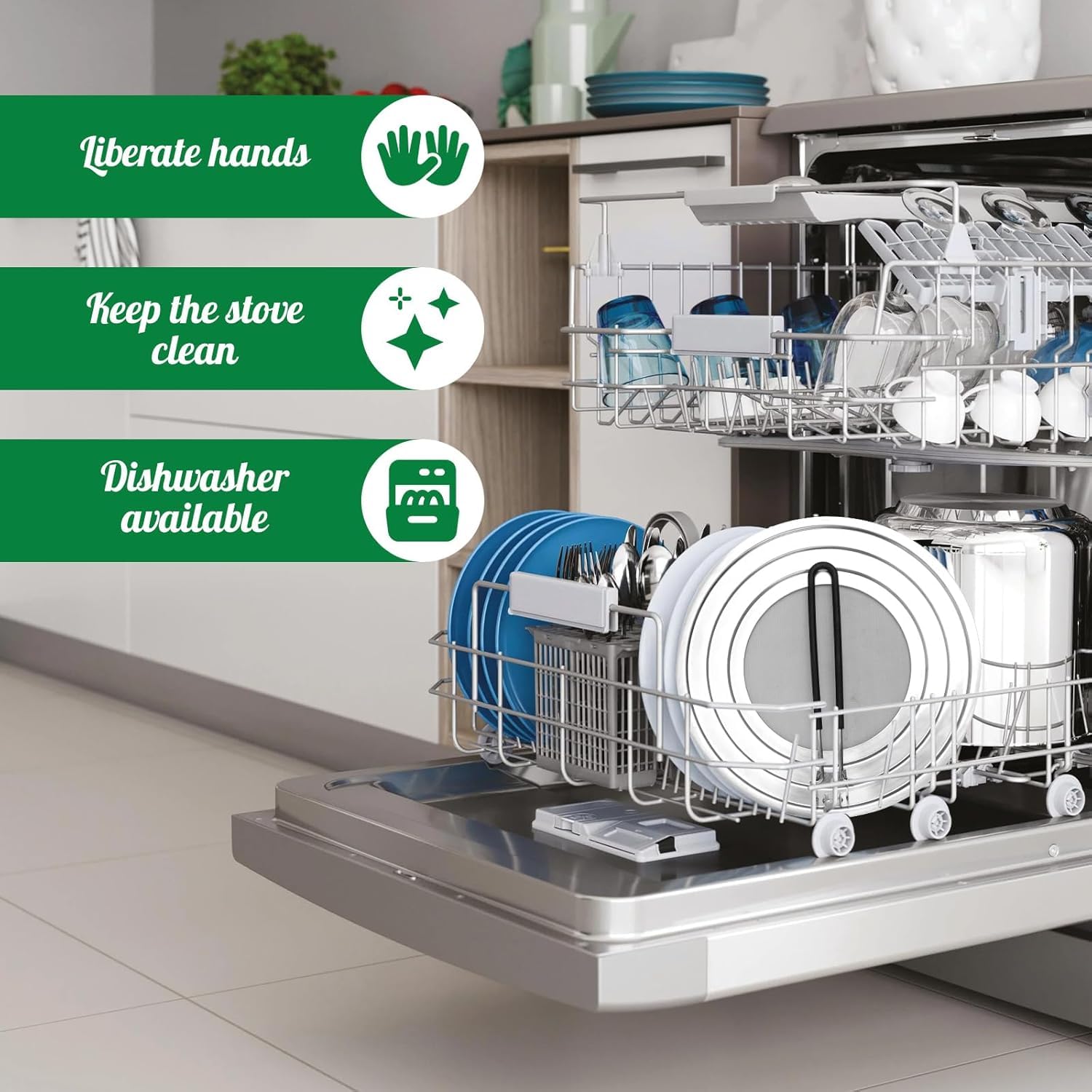 Paraspruzzi Per Padelle In Acciaio Inox - 30 Cm, Con Maniglia Pieghevole, Per Padelle Da 20-28 Cm, Anti-Schizzi