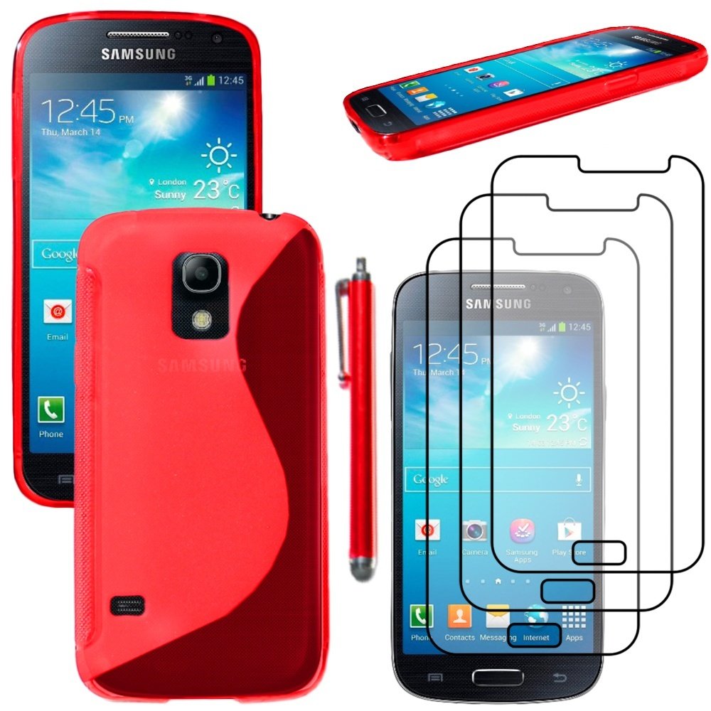 ebestStar - compatible with Samsung Galaxy S5 Mini Case SM-G800 G800F G800H Ultra Thin S-line Cover, Soft Flexible Silicone Gel, + Stylus + 3 Films, Red [Phone: 131.1x64.8x9.1mm 4.5"]