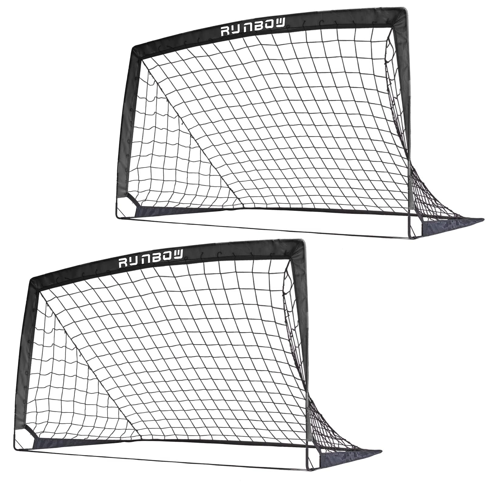 RUNBOW 5x3 ft Portable Kids Soccer Goal for Backyard Small Children Pop Up Soccer Goal Net Set of 2 with Portable Carrying Case