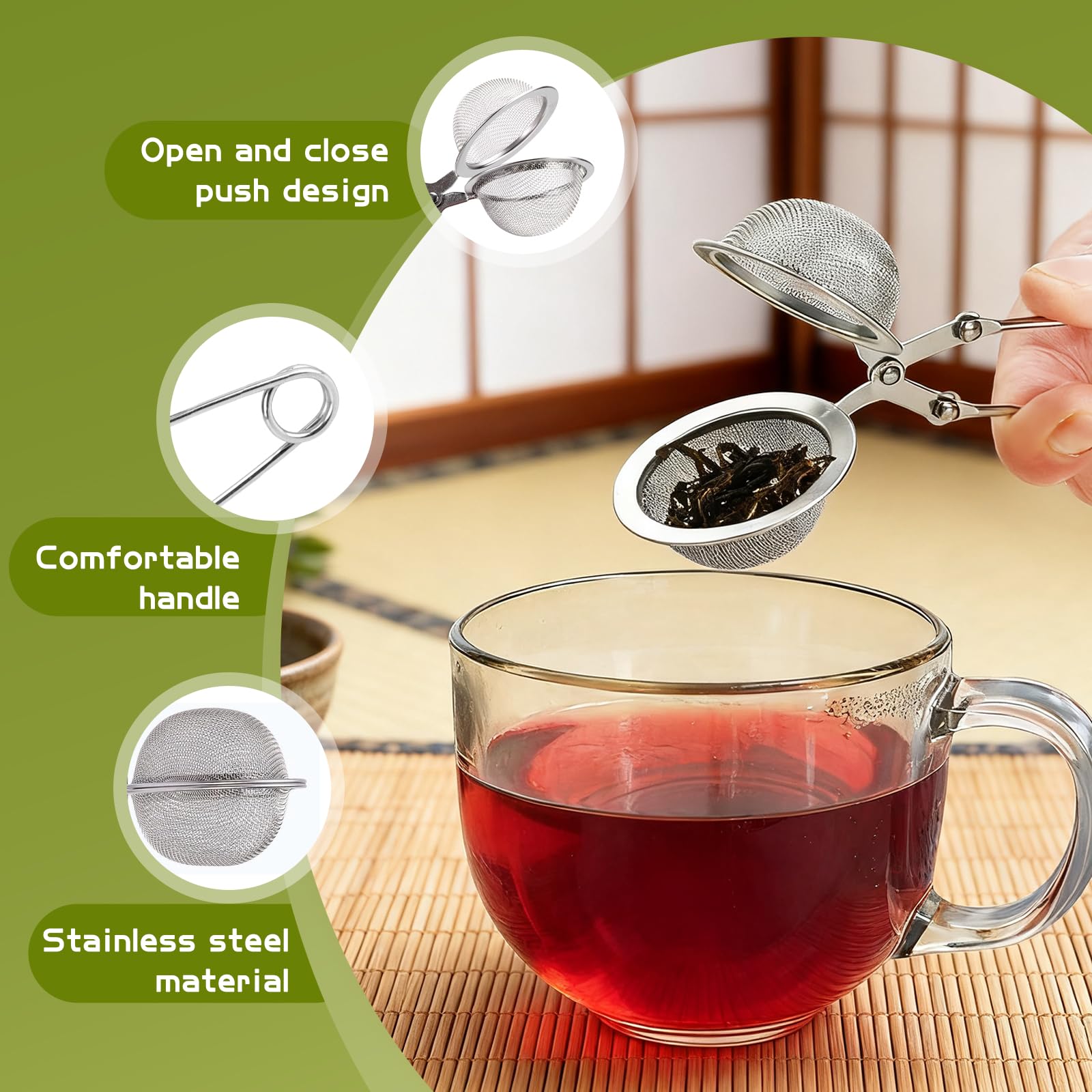 Colador de Té Esférico de Acero Inoxidable, Infusor de Té Rellenable, 4 Piezas para Tés y Especias