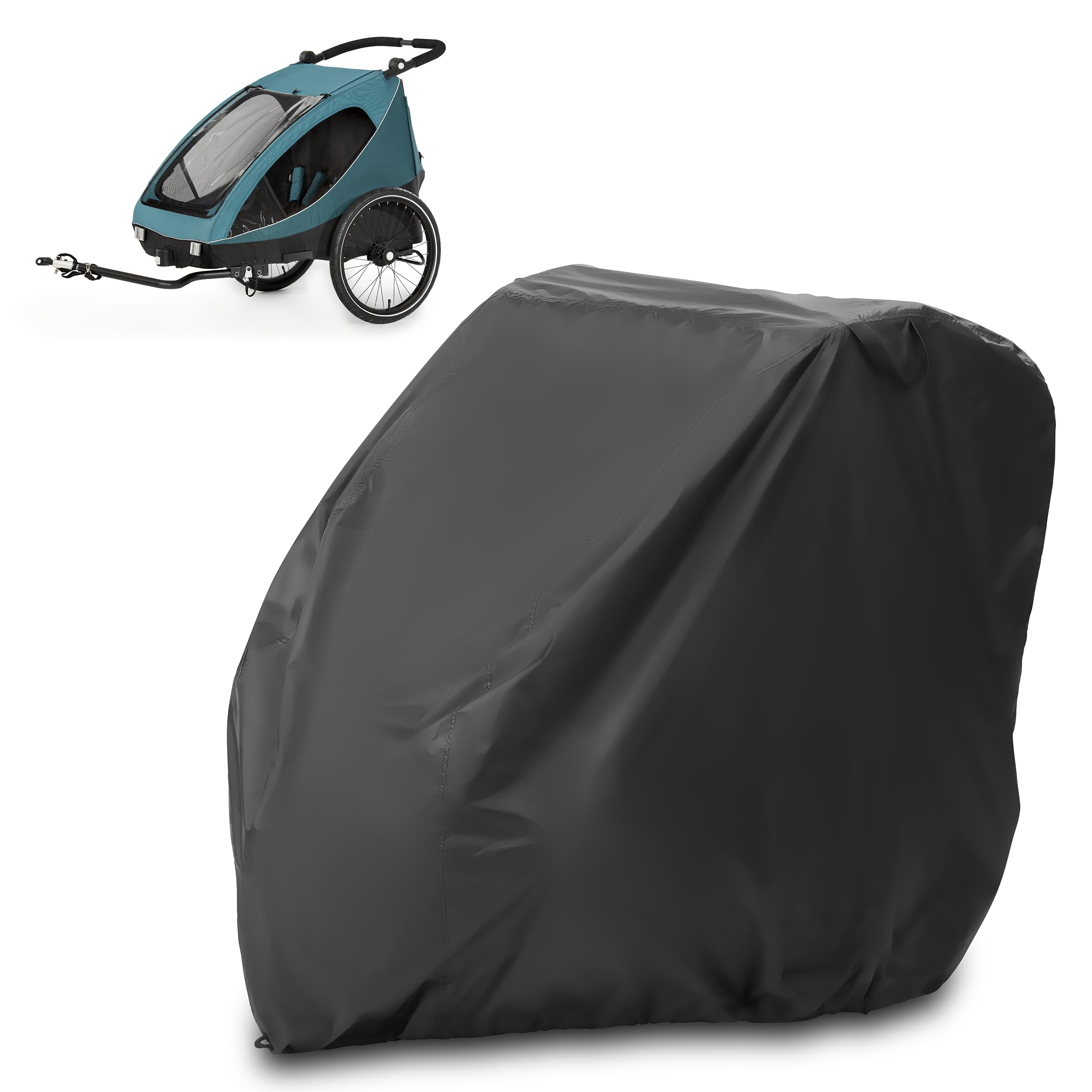 Zamboo Children's Bicycle Trailer Cover, Universal (Compatible with Thule, Croozer, Tiggo and Others) – Rain Cover with Pocket, Lock Opening and Folding – Black
