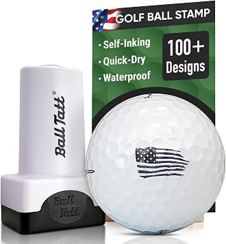 Golf Ball Stamp - Self-Inking Marker - Quick-Dry Permanent Marking Tool, No Leaks or Refills, Reusable & Waterproof Golfing Stamper - Ideal Gift for Golfers, Dads, Retirement USA Patriot