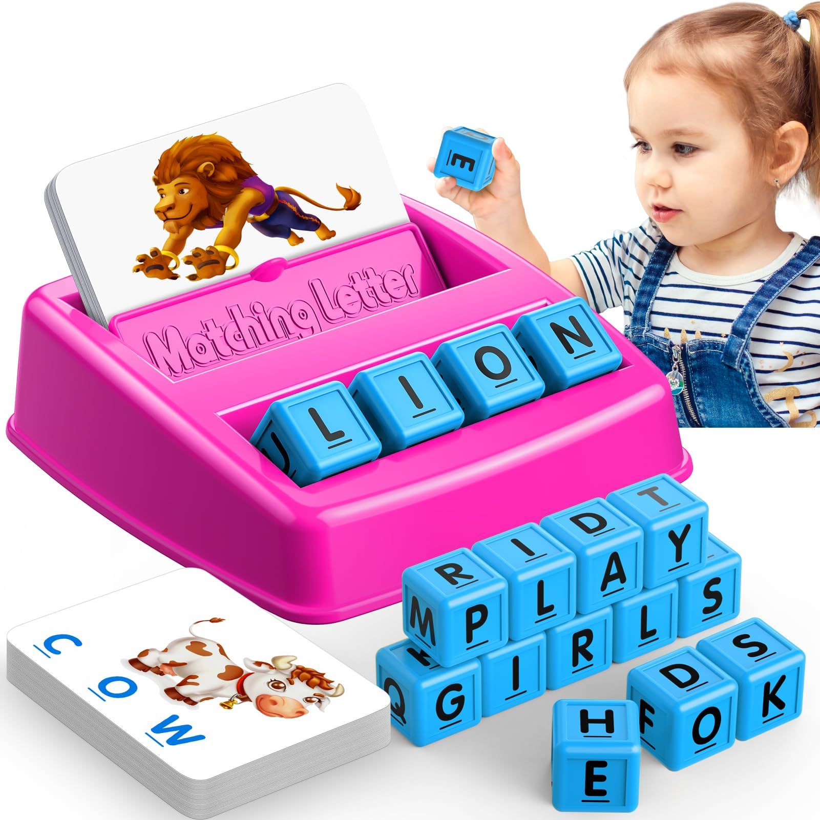 Toys for 3-8 Year Olds Girls, Spelling Games for Kids Ages 4-8 Matching Letter Games for 3-8 Learning Games for Kids Ages 4-8 Educational Toys for Kids 5-7 for Birthday Halloween Christmas Easter
