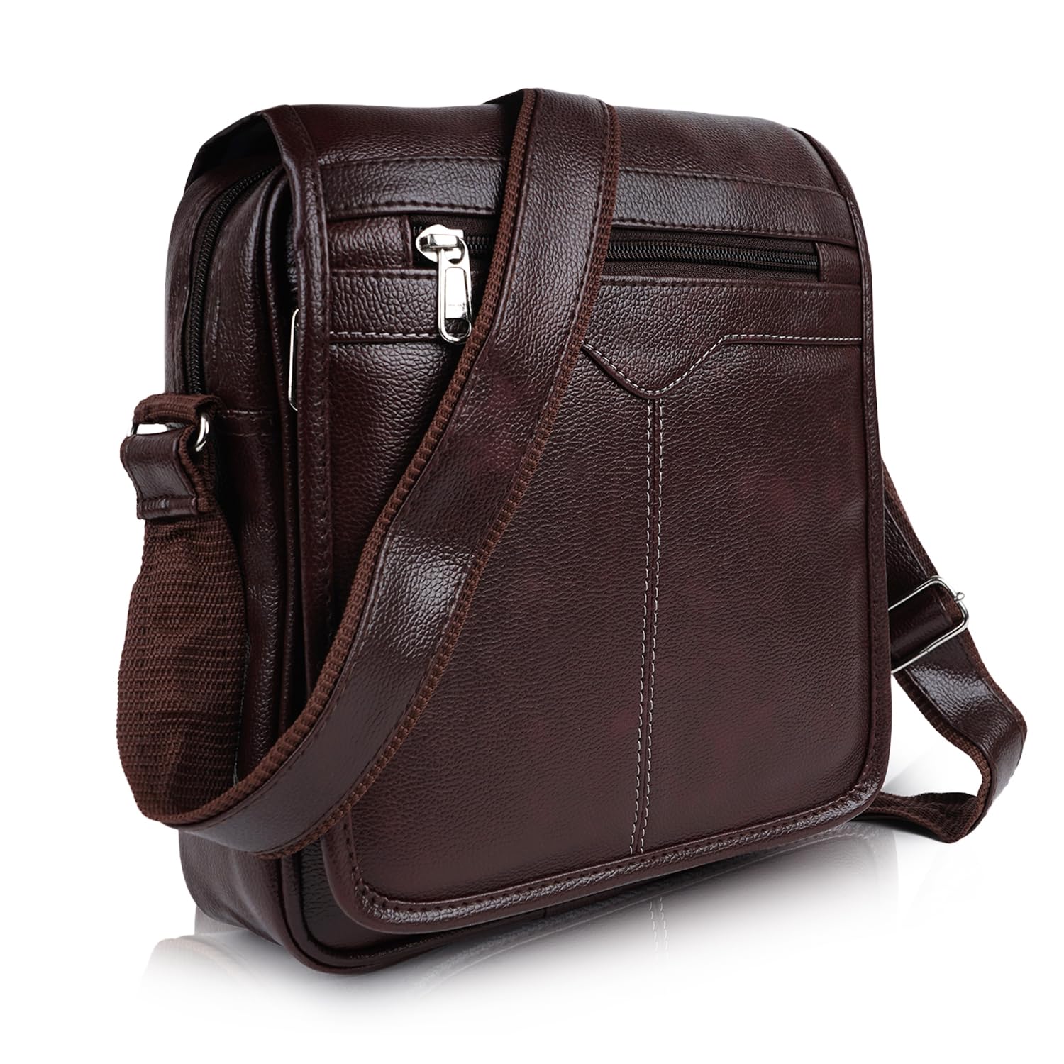 Brown PU Leather Sling Bag – 5L Stylish Unisex Crossbody, Travel, Office & Messenger Bag with Adjustable Strap