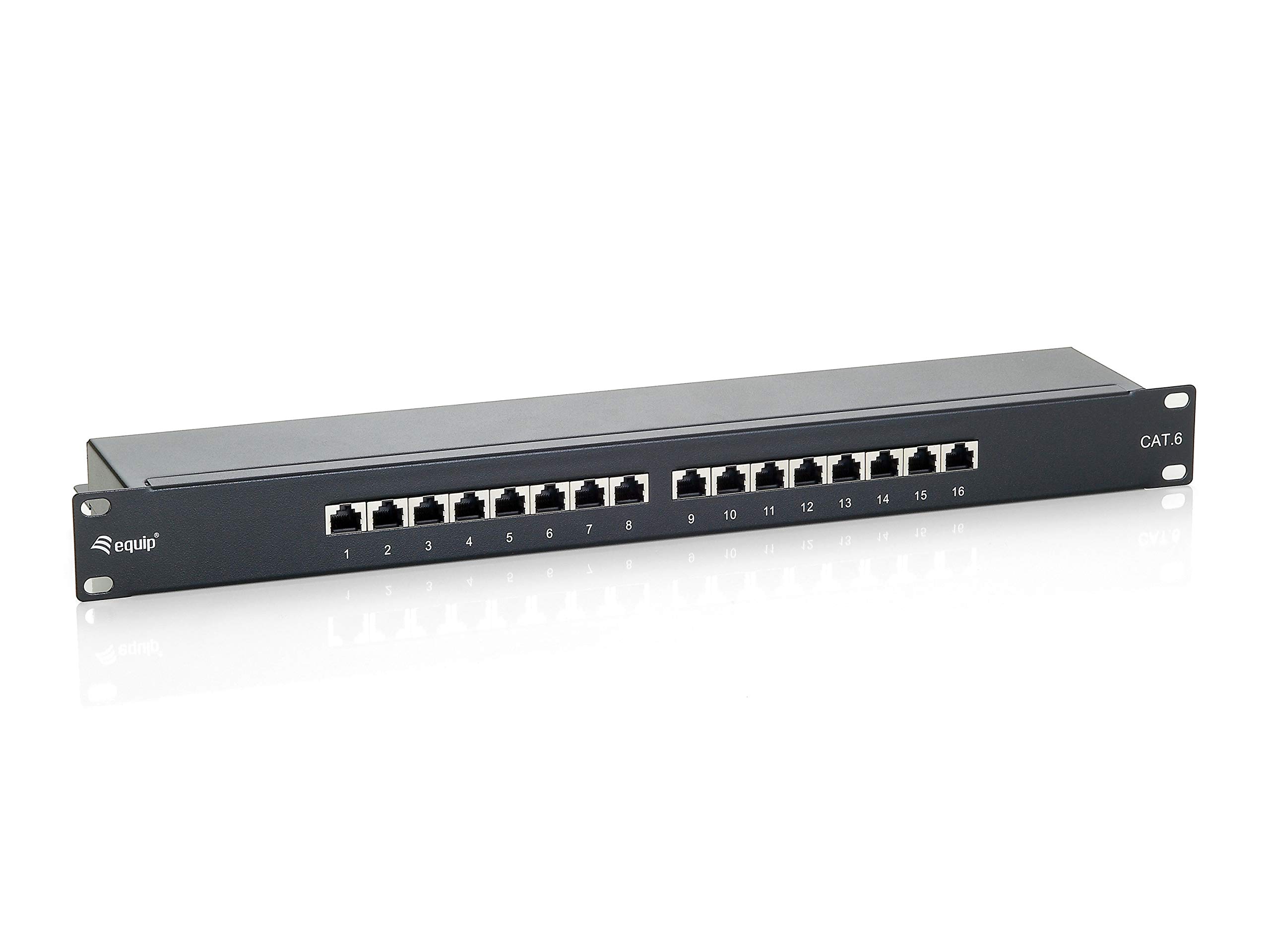 Equip 326416 - Panel de conexiones (16 puertos, 19" 1U), Negro