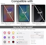 JETech Case for Samsung Galaxy Tab S10 Lite / S10 FE / S9 FE 10.9-Inch, Slim Translucent Back Tri-Fold Stand Protective Tablet Cover, Support S Pen Charging, Auto Wake/Sleep (Black)