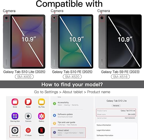 Miniatura 2 de JETech Funda para Samsung Galaxy Tab S9 FE de 10.9 pulgadas con soporte para S Pen y funda protectora para tablet, diseño de folio delgado, visión