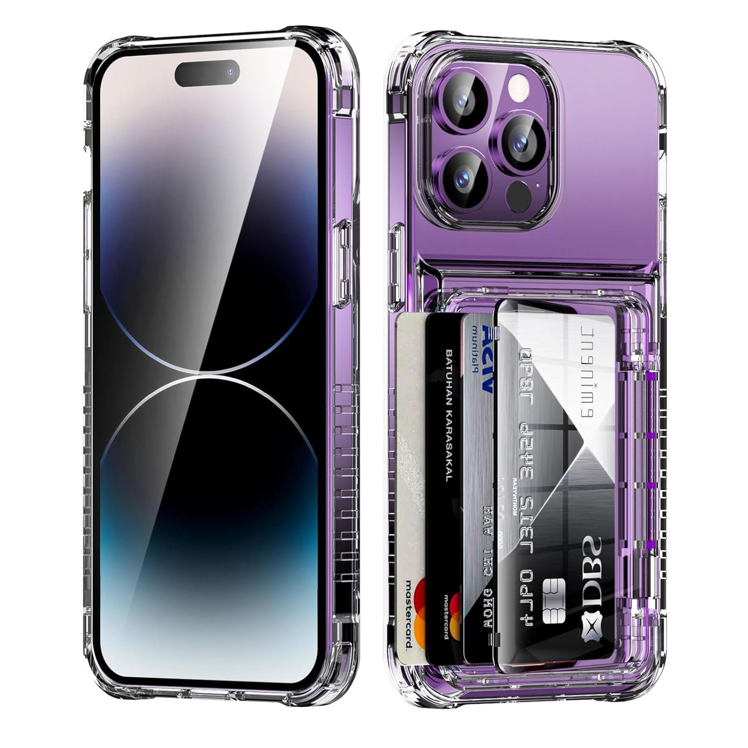 ACANDYA for iPhone 14 Pro Max Case Wallet Clear Protective Phone Case with Credit Card Holder Heavy Duty