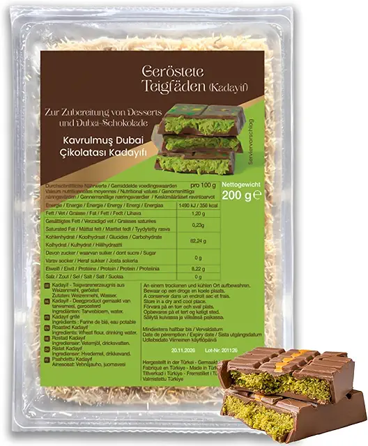 Kadayif Cheveux d'Ange Turc - Fils de Pâte pour Desserts et Chocolat de Dubaï