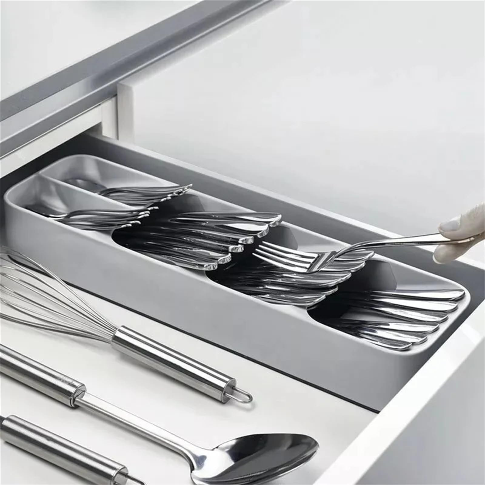 Bghyjkol 2Pcs Mix Drawer Organiser Compact Silverware Organizer