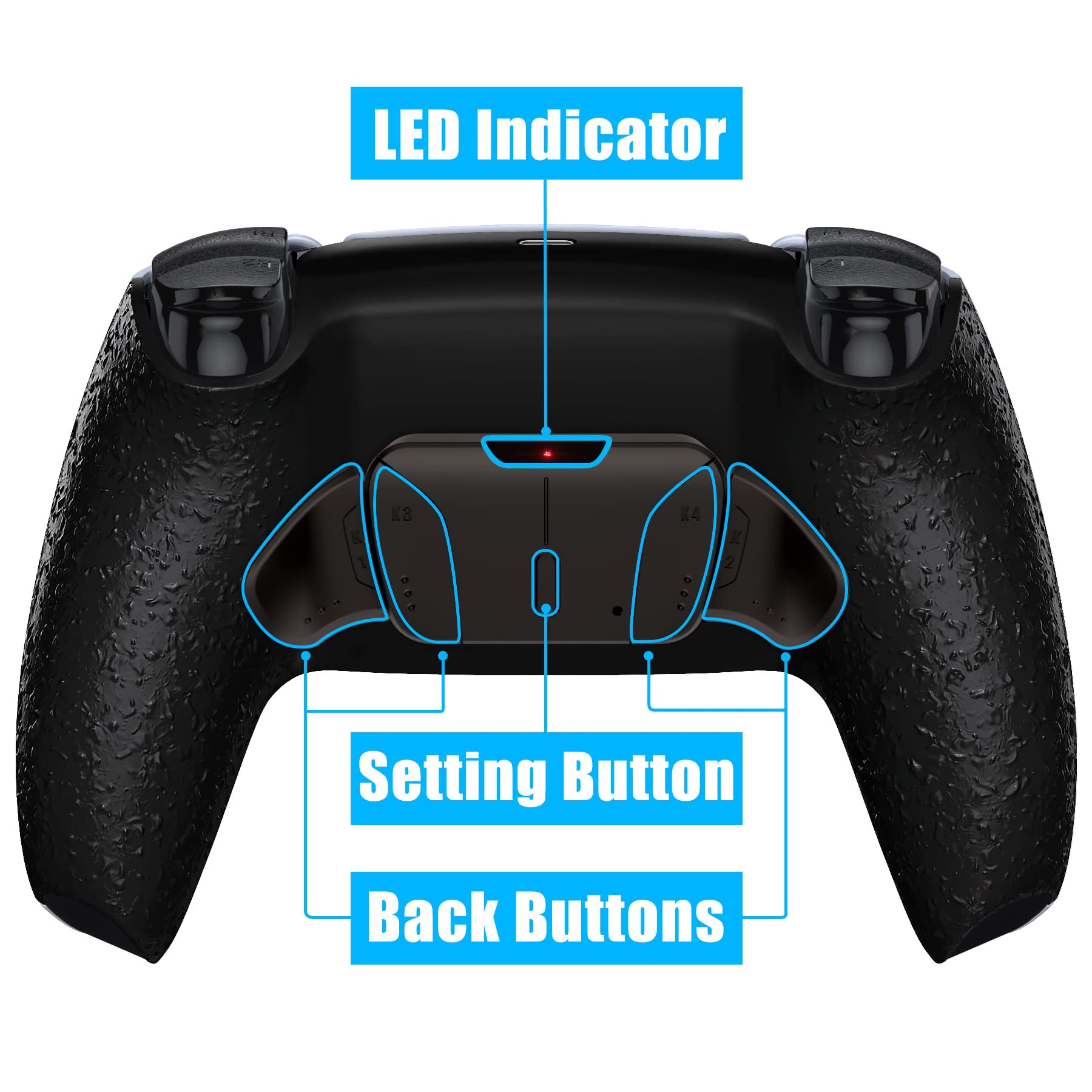 eXtremeRate Real Metal Buttons (RMB) Programable RISE4 Remap Kit para ps5 BDM-030/040/050 Actualización Board & Carcasa Trasera & 4 Palancas Botones Traseros para ps5 Control(Salpicaduras Negras)