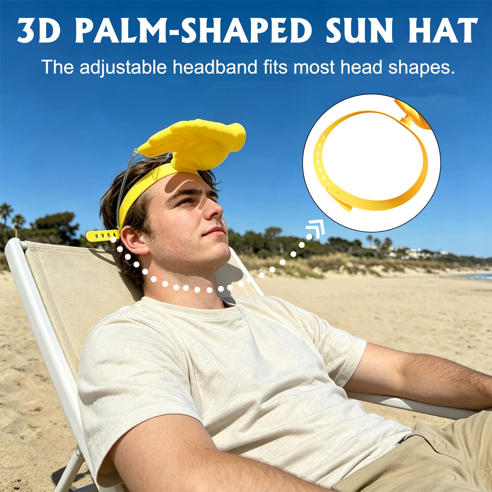 Visiera Parasole A Forma di Mano con Cinturino Regolabile, Cappello da Sole Grande Quanto Un Palmo, Cappello Sole Divertente per Photo Booth Travestimenti Accessori attività all'Aria Aperta