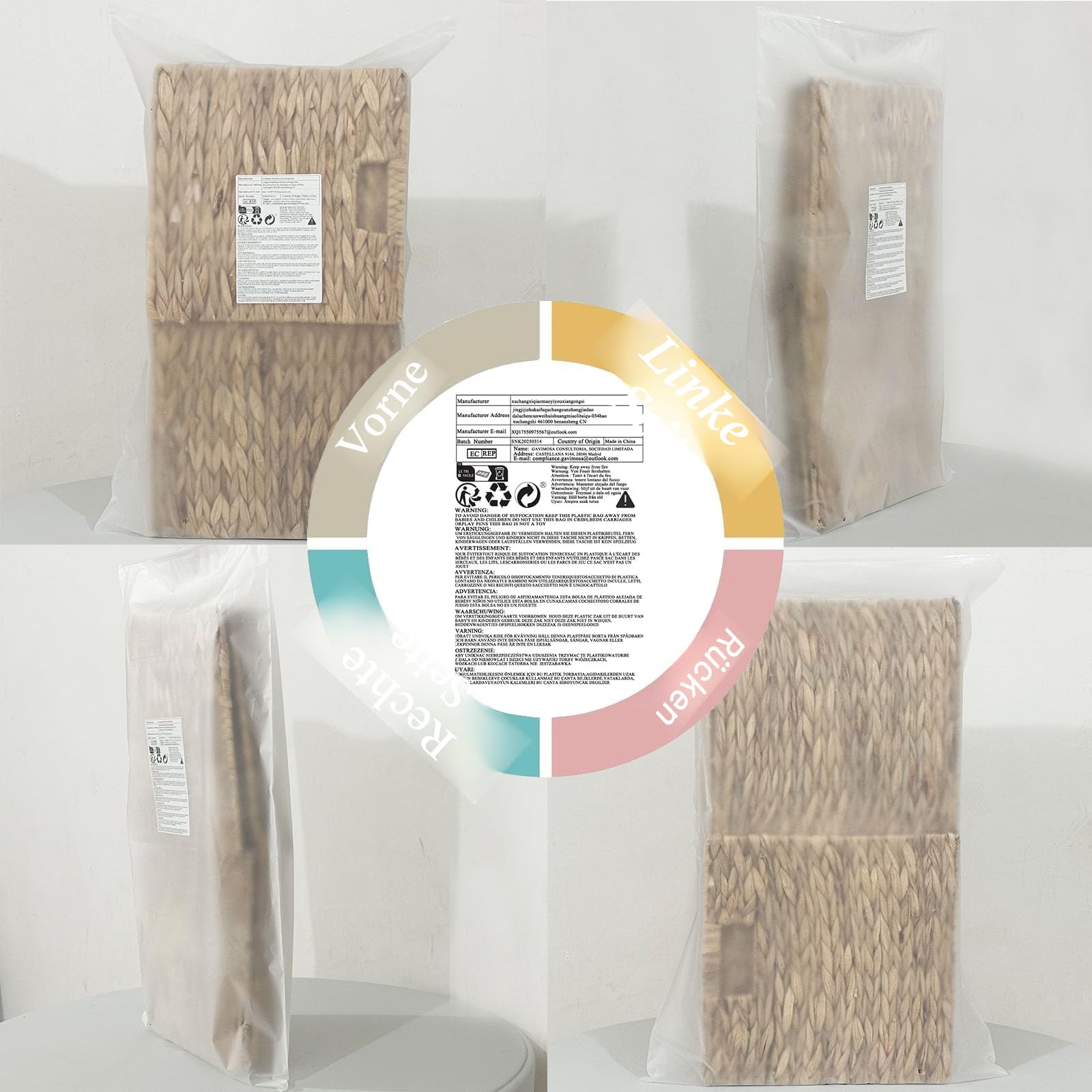 4Stück kallax einsatz Wasserhyazinthe körbe aufbewahrung für Regale, faltbar kallax boxen, geflochten Aufbewahrungskorb Wäschekorb für Regale gewebte Behälter für Badezimmer (30cm*30cm*30cm)