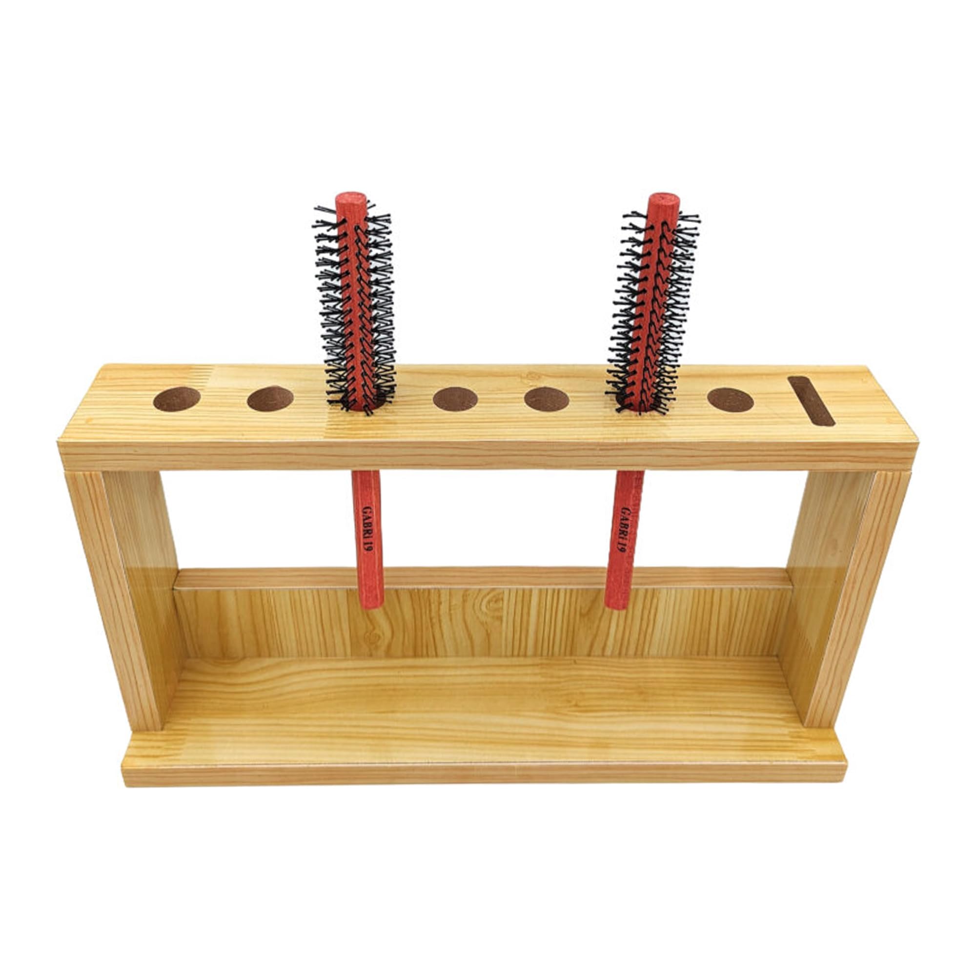 Eson Natural Hair Brush Holder Wooden Stand, Hairdressing Scissors Holder, Professional Shears Block & Brush Holder For Salon, Barber Scissor Organizer Stand, Tools Storage, Hairbrush Holder Rack (Natural)