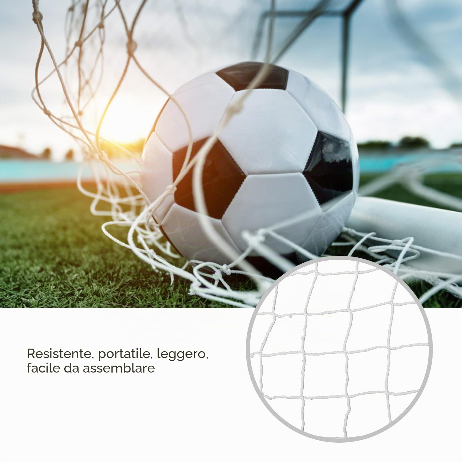 BuyWeek Rete da Calcio, 3x2m Rete per Porta da Calcio in Polipropilene Sostitutiva da Calcio per Allenamenti di Partite (10x6,5 Piedi)