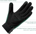 COOLJOB Thorn Proof Garden Gloves with Touchscreen, 2 Pairs Rose Pruning Work Gloves for Men, Cushion Padded on Palm, for Heavy Duty, Blue & Green, Medium