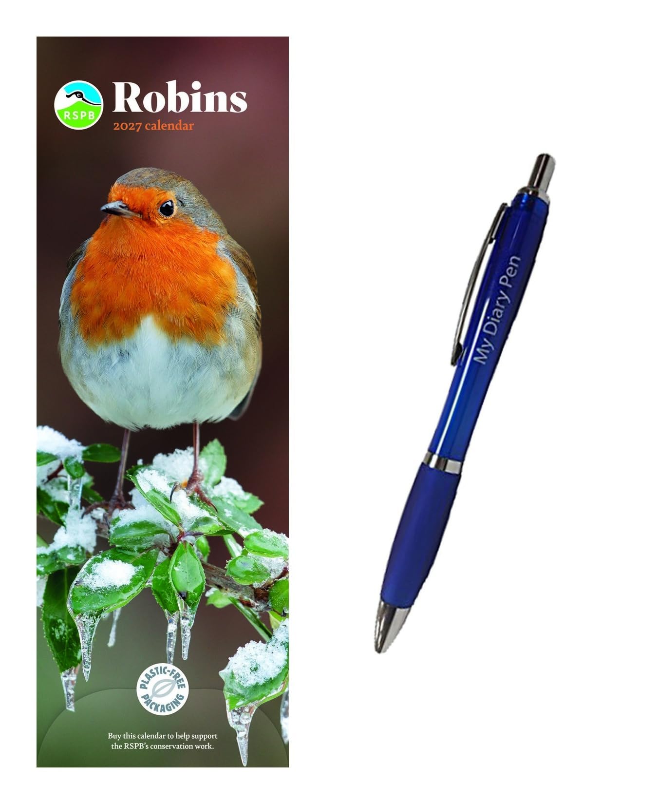 Robins RSPB Slim Calendar 2027 + EXCLUSIVE LIMITED EDITION PEN
