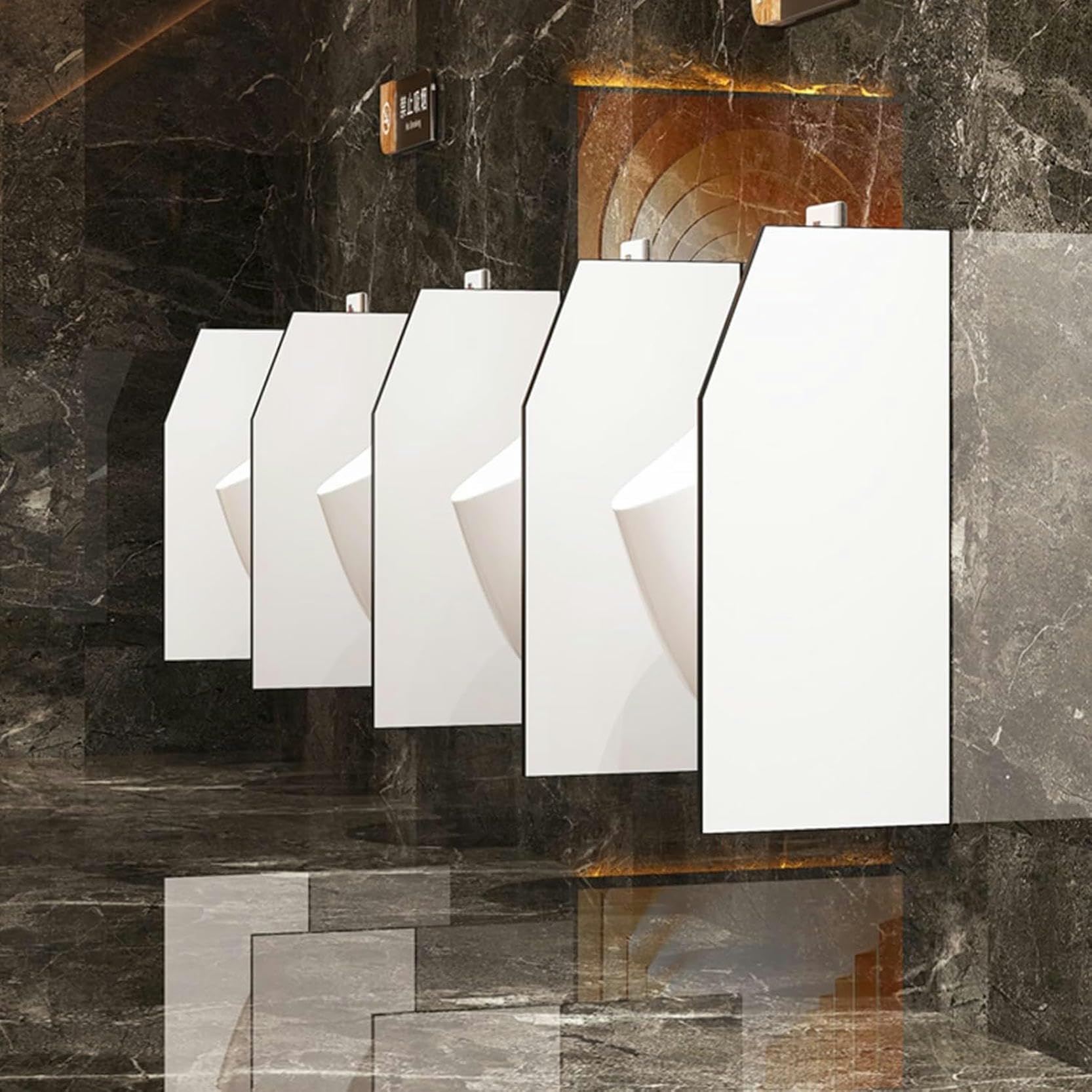 GTHTUHFD Stainless Steel Urinal Partition With Baffle Screen For Public Toilets,White Hanging Style