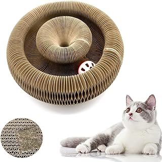 lovecabin Magic Organ Cat Scratching Board-Comes with A Toy Bell Ball - Cat Accordion -Interactive Cat Toys for Indoor Cats - Deformable Cat Ball Track - Foldable Cat Toy Roller