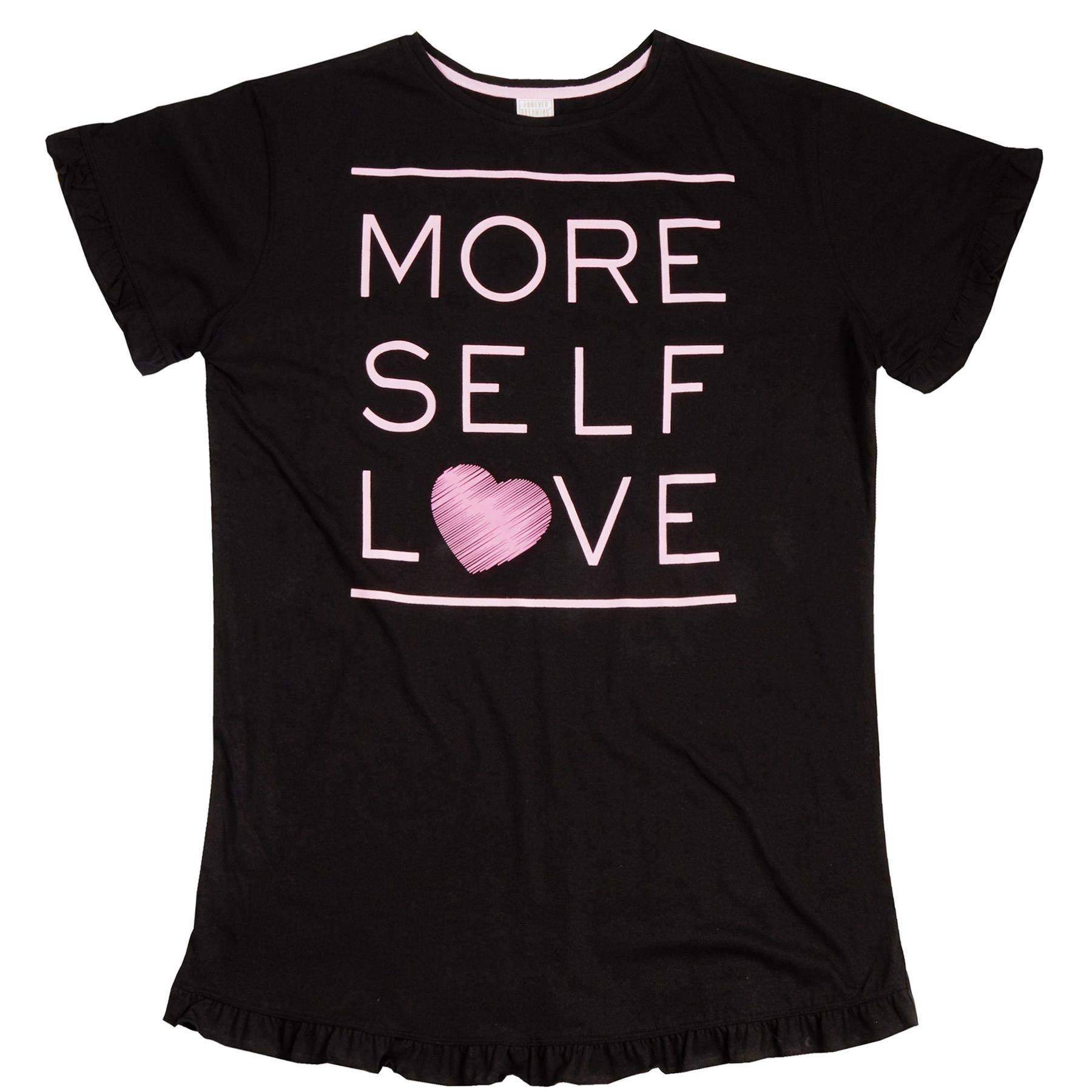 Ladies Forever Dreaming Curve Slogan Nightie 34B1639 Black 2XL