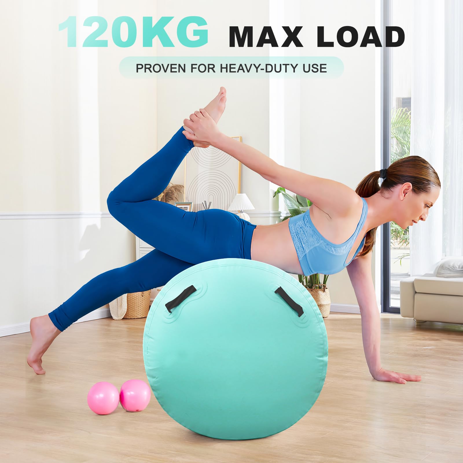Air Roller Barile Gonfiabile con Pompa Elettrica 600W | Tappetino Ginnastica Artistica, Yoga, Acrobazie, Fitness, Equilibrio, Taekwondo, Palestra | Include Borsa Trasporto