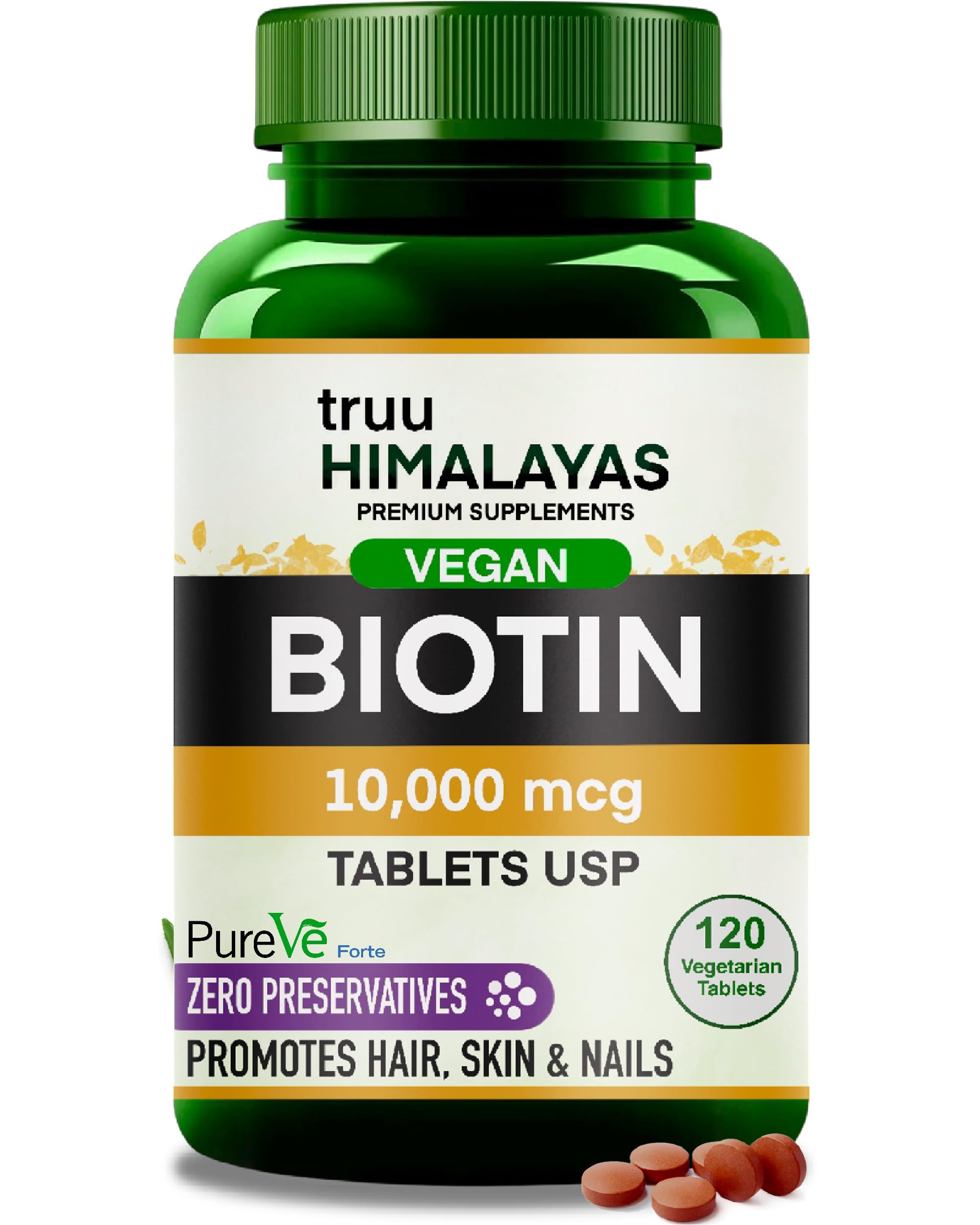 truu Himalayas Biotin 10000mcg for Hair Growth, Glowing Skin & Nails - 120 Veg tablets - Vegan Biotin Supplement for Men & Women Hair Health - Vitamin B 7 - PureVe Forte Medicine - Zero Preservatives (B0D7XQCRRF) Amazon Price History, Amazon Price Tracker