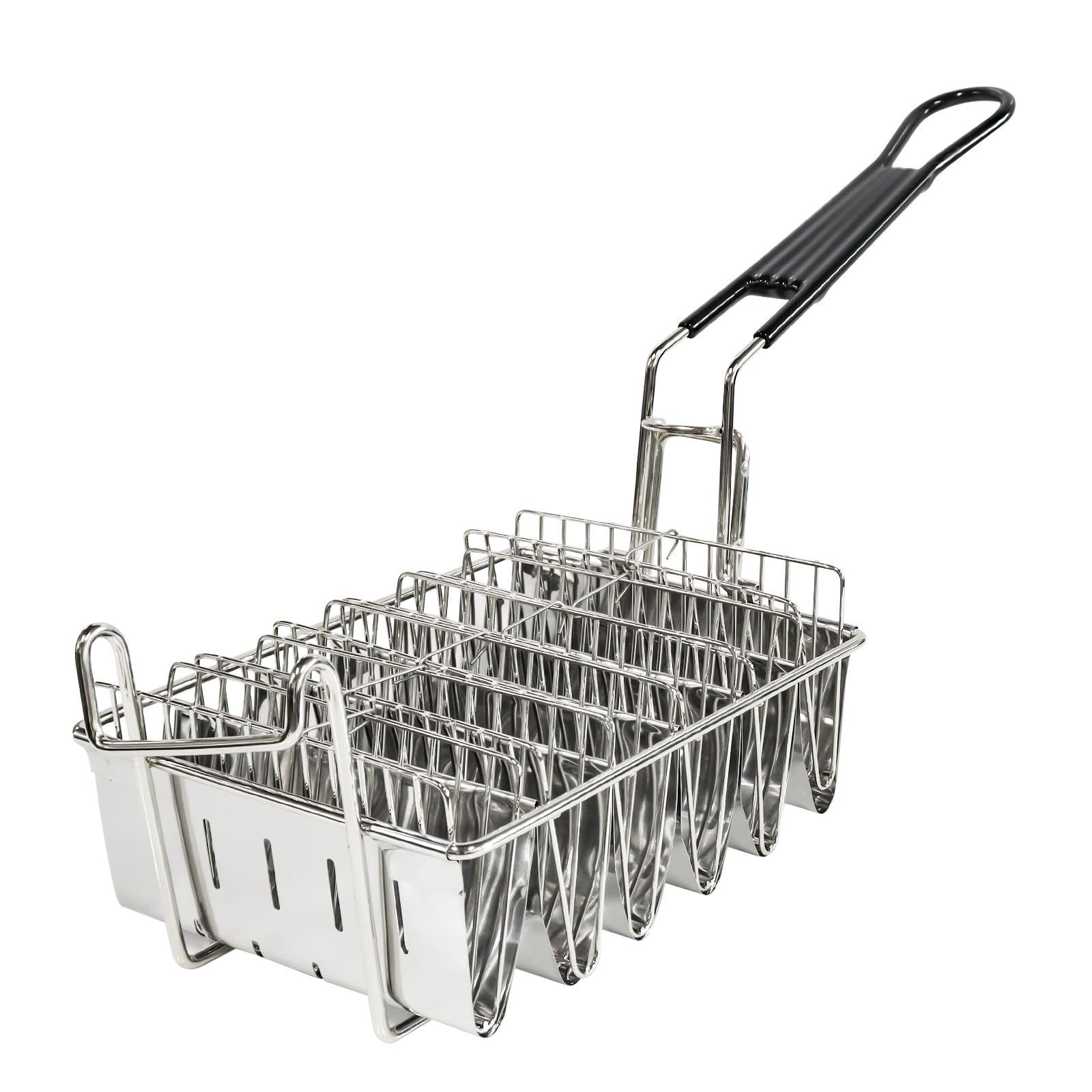 SOTECH Cesta para freír tortillas, para cocina, tacos, patatas fritas, cesta para freidora de grasa profunda, cesta cuadrada de acero inoxidable (6 rejillas)