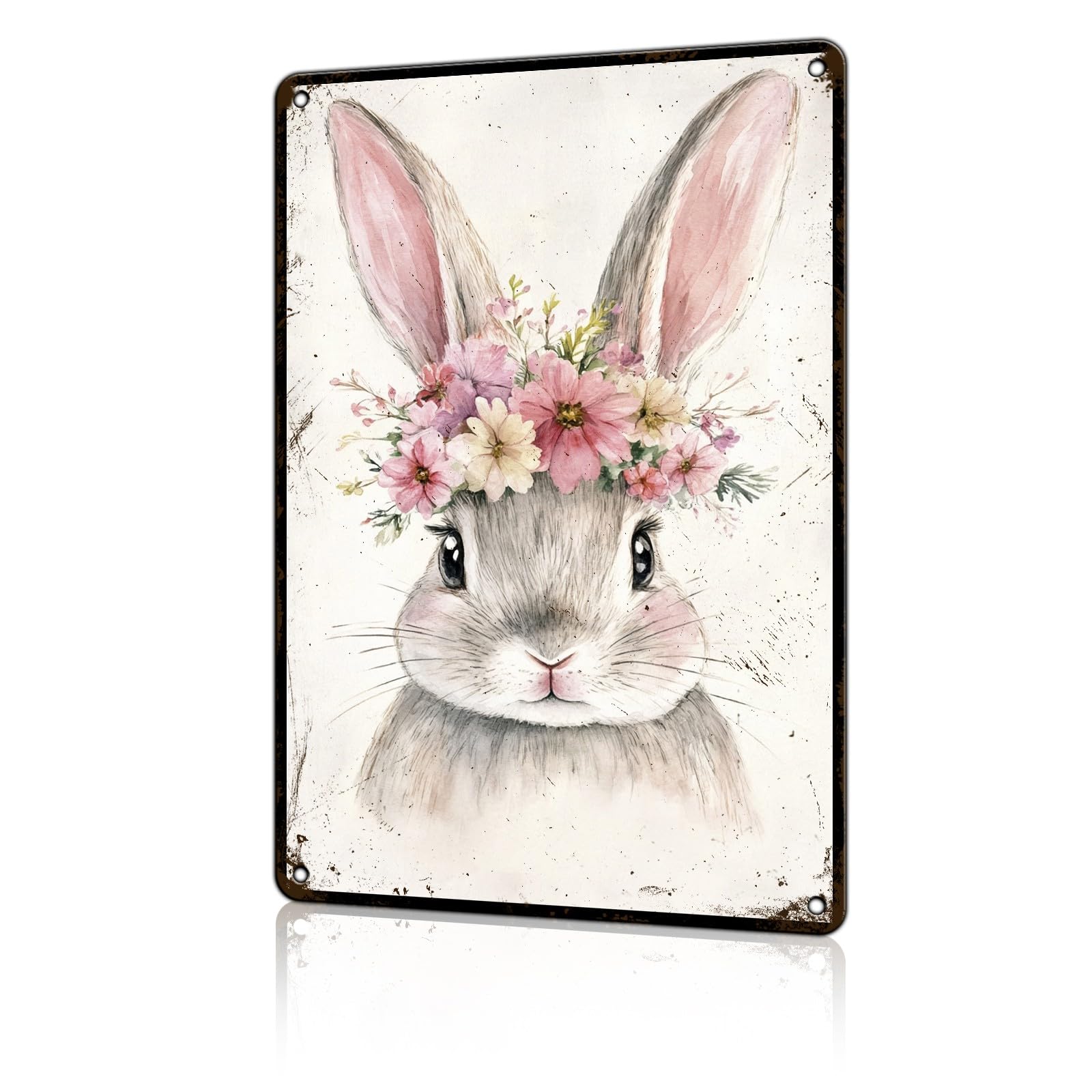 Anceky Aluminum Metal Signs Rabbit Tin Sign for Home Kitchen Retro Decor Yard Garden Outdoor 12×8 Inch