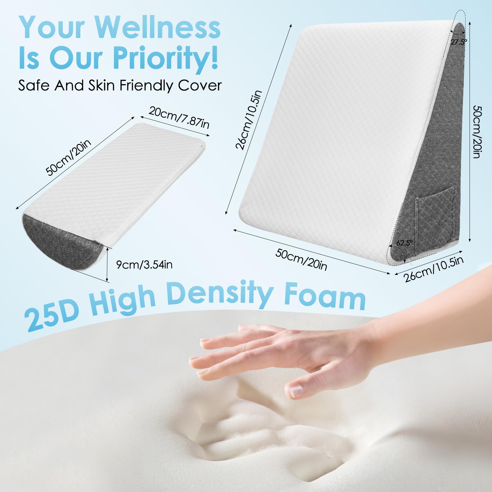 Cuscino versatile con cuscino cervicale, cuscino da lettura in memory foam 25D per letto e divano, cuscino ergonomico per apnea del sonno, cuscino lombare, cuscino lombare, cuscino per gambe, cuscino