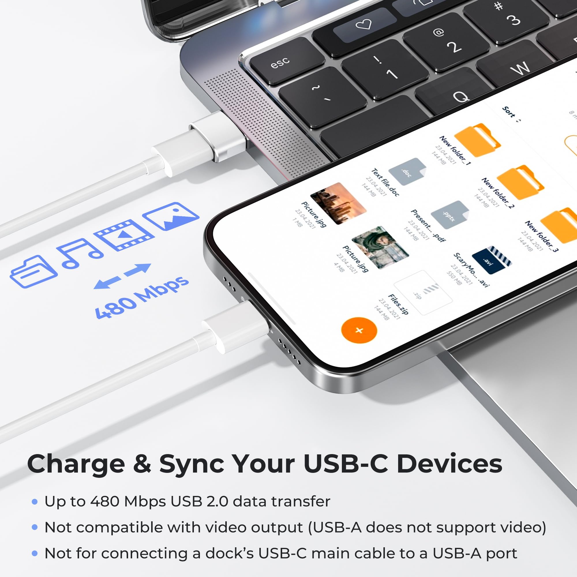 BASESAILOR Adattatore USB C a USB per iPhone 17 16 e Pro Max 2Pezzi，USBC Femmina a USBA Maschio per Apple 15 14,iPad 10 Air 7 Mini,Airpods 4 3,Apple Watch iWatch,Samsung Galaxy Z Flip Fold S26 S25 A56