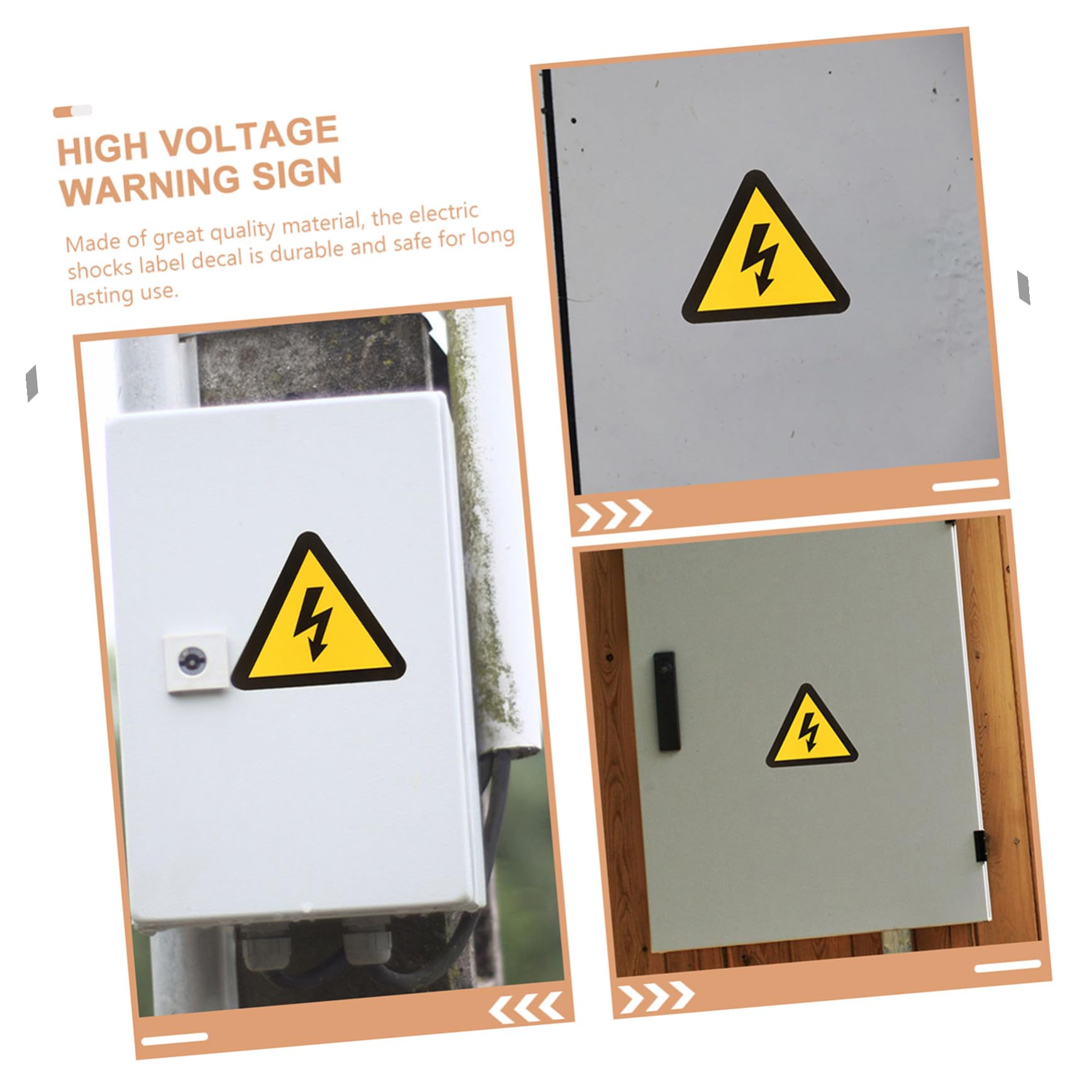 Autocollants D’avertissement Haute Tension Jaunes, 24 Pièces | Adhésif Autocollant, Triangle de Signalisation, Format Compact, Lot de 24