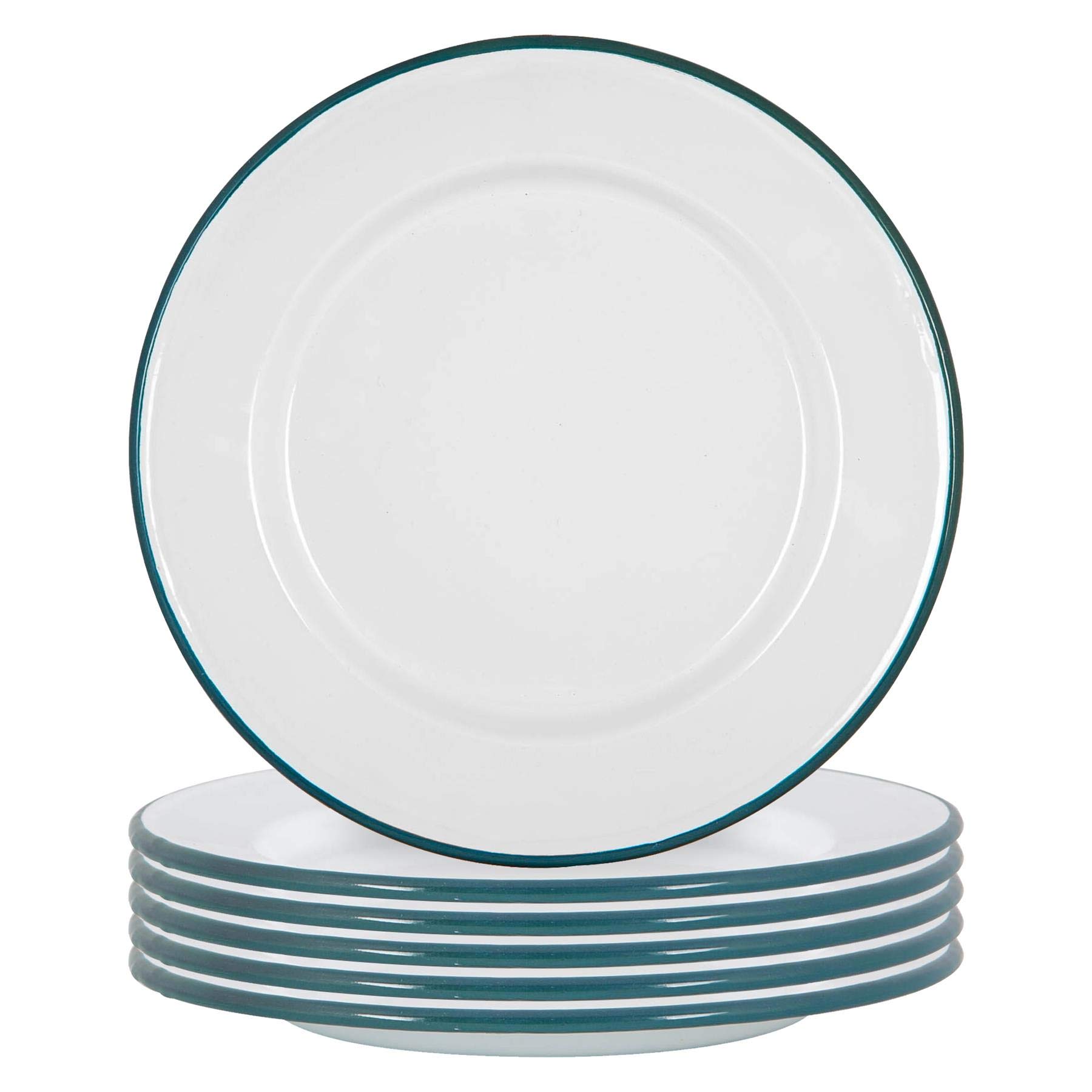 Argon Tableware Enamel Dinner Plates - 25.5cm - Pack of 6 - Green Dining Plates Lightweight Camping Large Dinner Dish for Appetisers, Starters, Mains, Sides, Desserts โ image 1