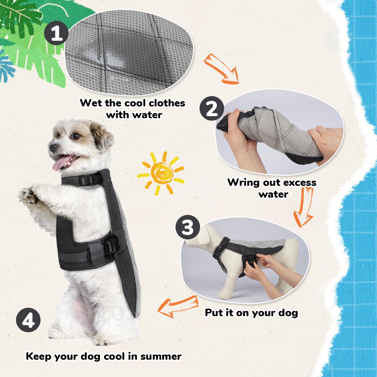 Giubbotto Refrigerante Cane, Confortevole Cappottino Refrigerante per Cani Gilet Rinfrescante Cane Traspirante Giubbotto Cani con Pettorina per Calde Giornate Estive, Grigio Antracite M