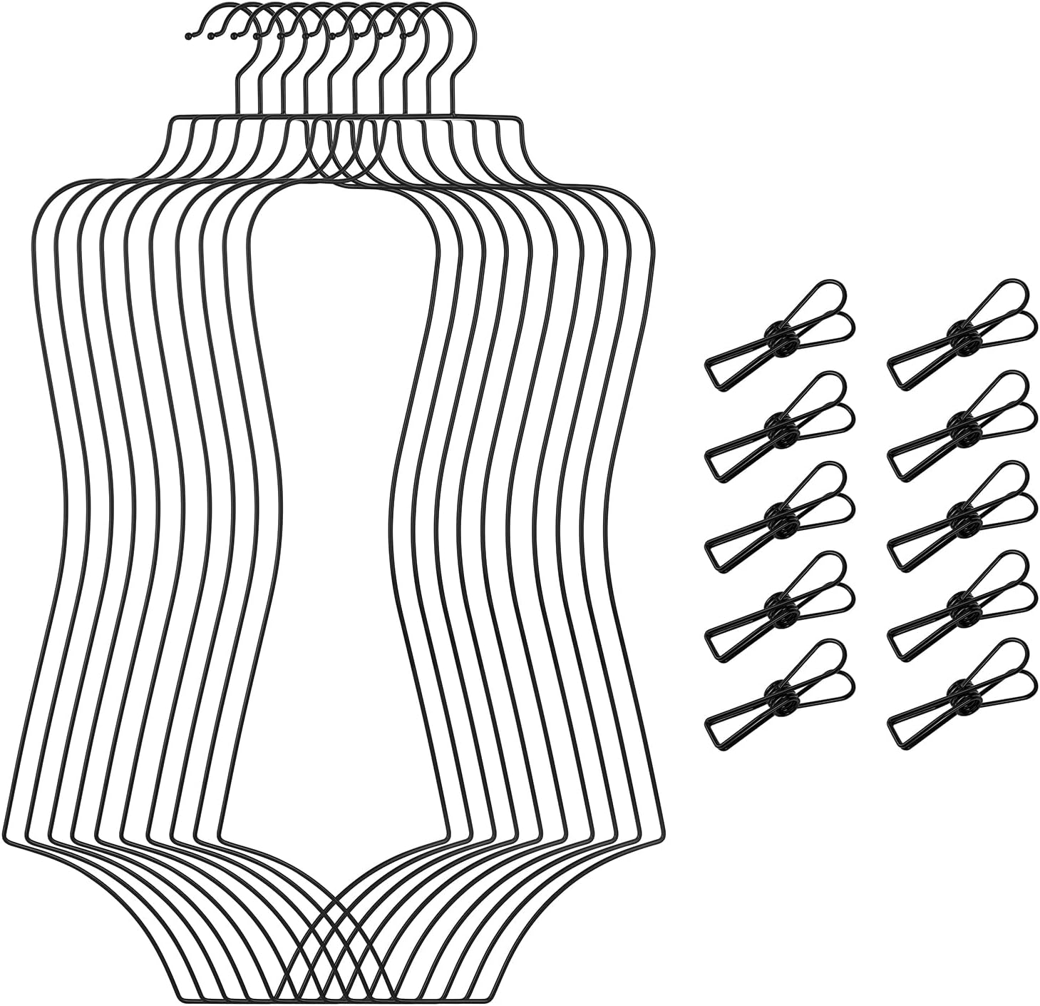 10Pack Black Bikini Hanger Full Body Shape Metal Swimwear Hanger