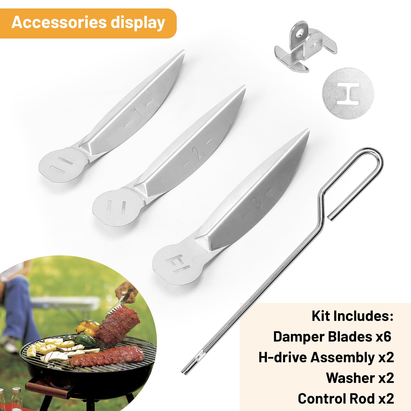 DBREAKS Lot de 2 Systèmes de Nettoyage One Touch de 46.7 cm, 18-1/2-Inch Kit de Nettoyage One Touch compatibles avec Les pièces de Barbecue Weber, 7444 Weber Kettle Barbecues