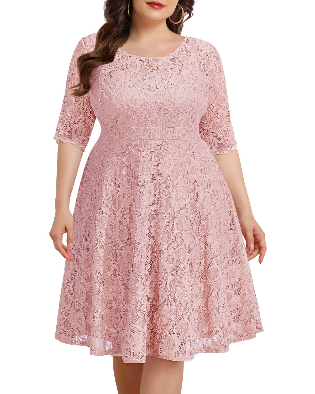 women's plus semi formal dresses Plus Size V-neck Satin Ruffled Midi Wedding Guest Dress