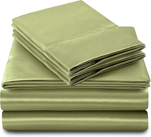 Miniatura 59 de SiinvdaBZX - Juego de sábanas de satén de tamaño individual, 3 piezas ultra sedosas, suaves, de satén verde salvia con bolsillo profundo, 1 sábana