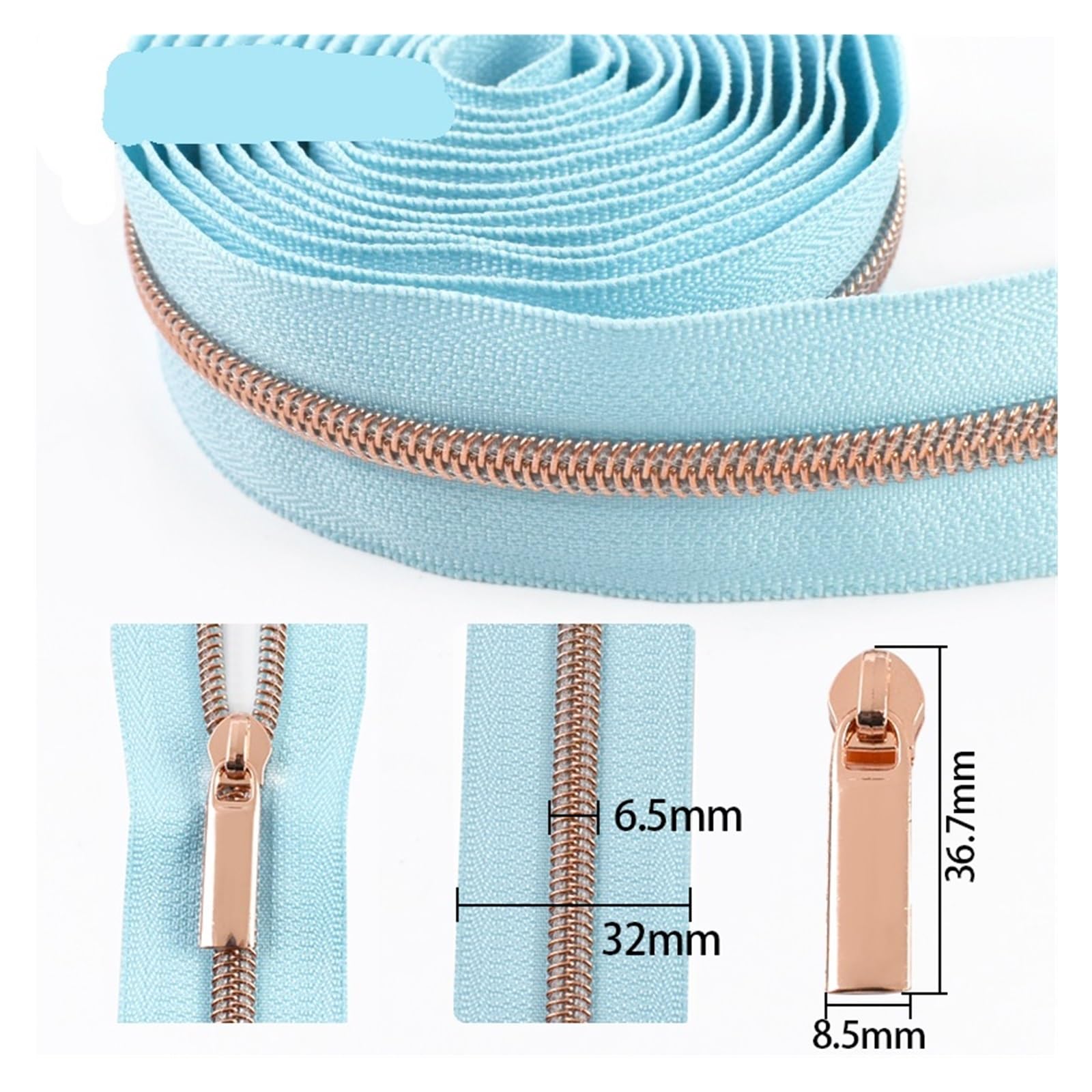 Cinta de nailon con cremallera 5# Rollo 1-10 m con deslizadores de cremallera para bolsas, ropa, kit de reparación de costura, accesorios de bricolaje