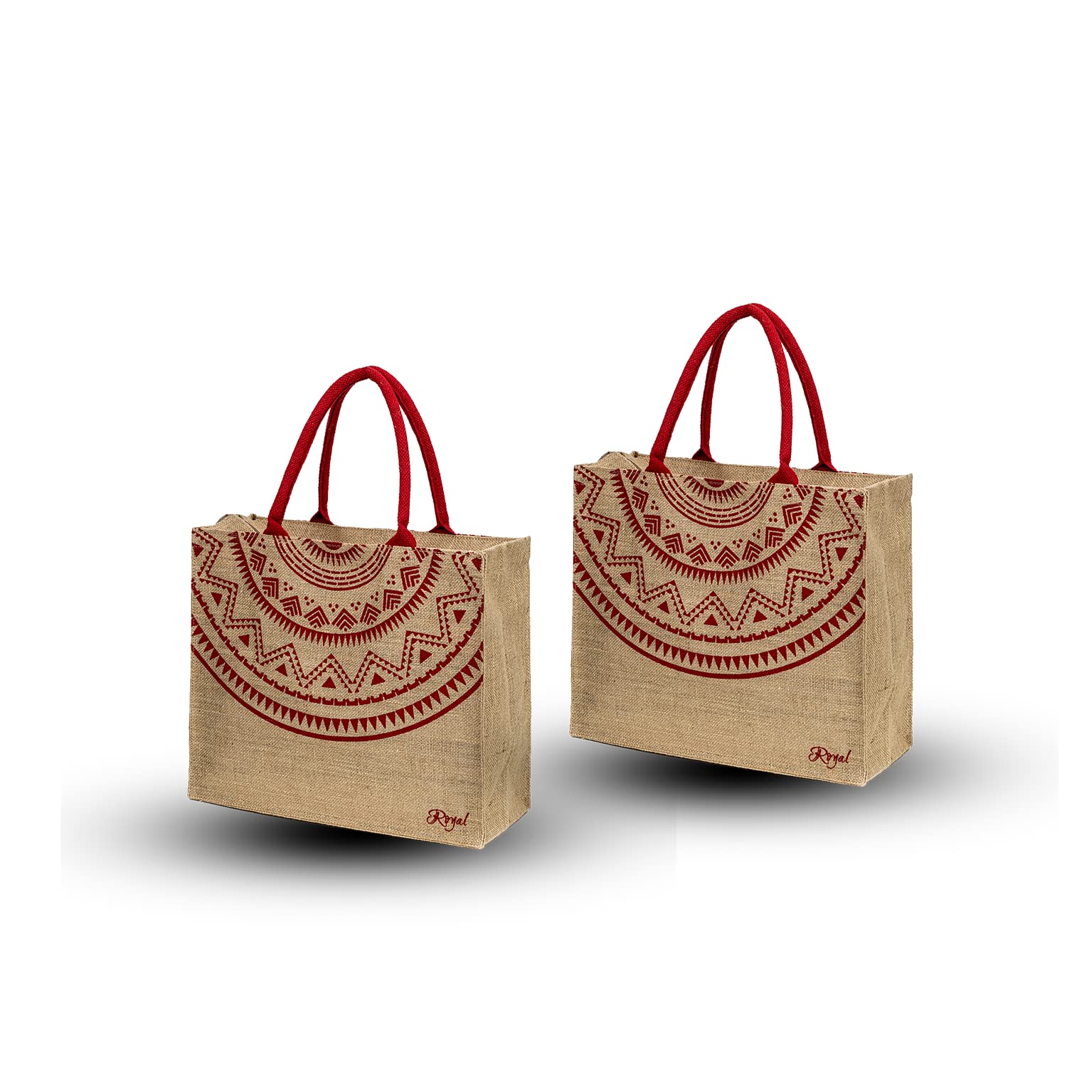 ROYAL FABRIC BAGS Jute Mandala Print Bags, Jute Grocery Bag, Tiffin Bag, Multipurpose Bag For Men & Women - Pack of 2, Red Color (B0BDWW6SXY) Amazon Price History, Amazon Price Tracker