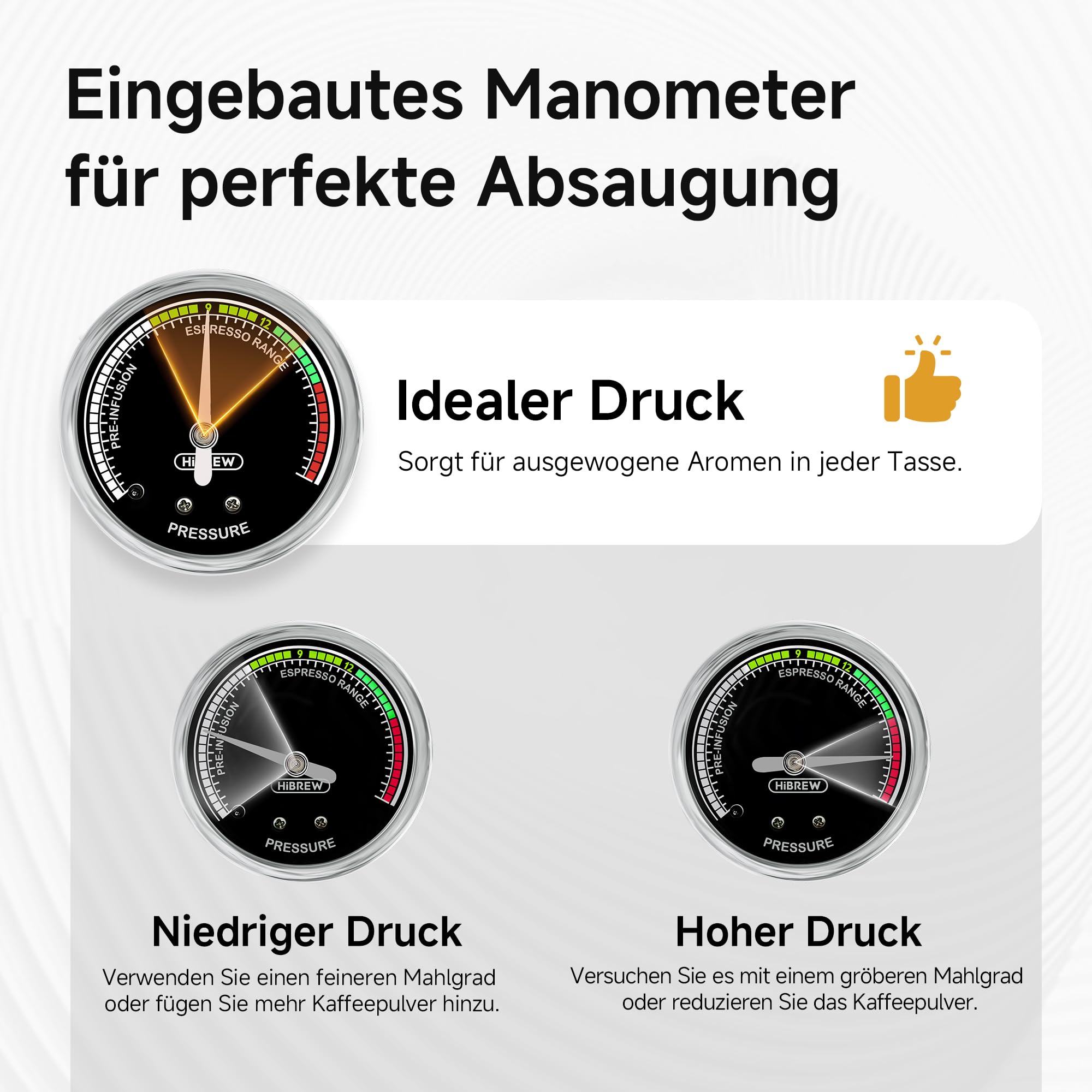HIBREW Programmierbare Espressomaschine, H10A, 19-Bar-Extraktionsdruck, gebürsteter Edelstahl, einstellbare Temperatur und Tassenvolumen, Dampfrohr für Milchaufschäumer