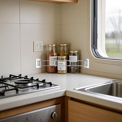 Miniatura 7 de Paquete de 2 barras de almacenamiento de esquina para ducha de caravana, barra ajustable de acero inoxidable de 180 para estantes de esquina en