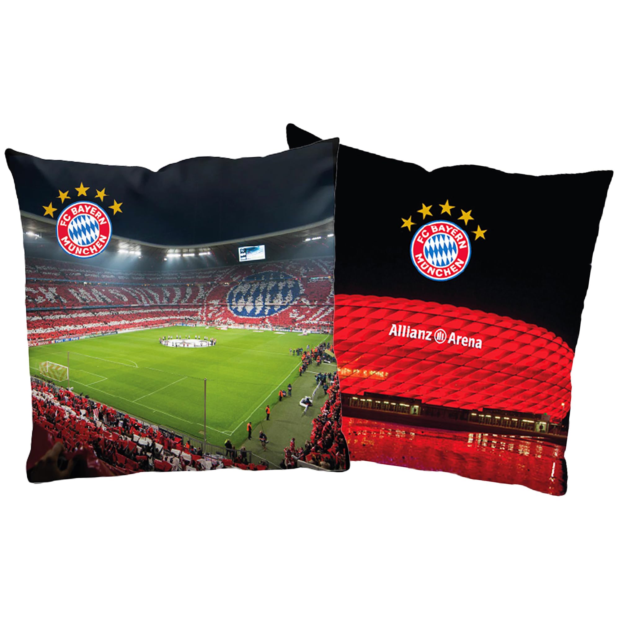 FC Bayern München Cuscino reversibile Players 40 x 40 cm Calcio Rekordmeister Mia san Mia FCB Champions League Bundesliga Allianz Arena, cuscino decorativo per biancheria da letto