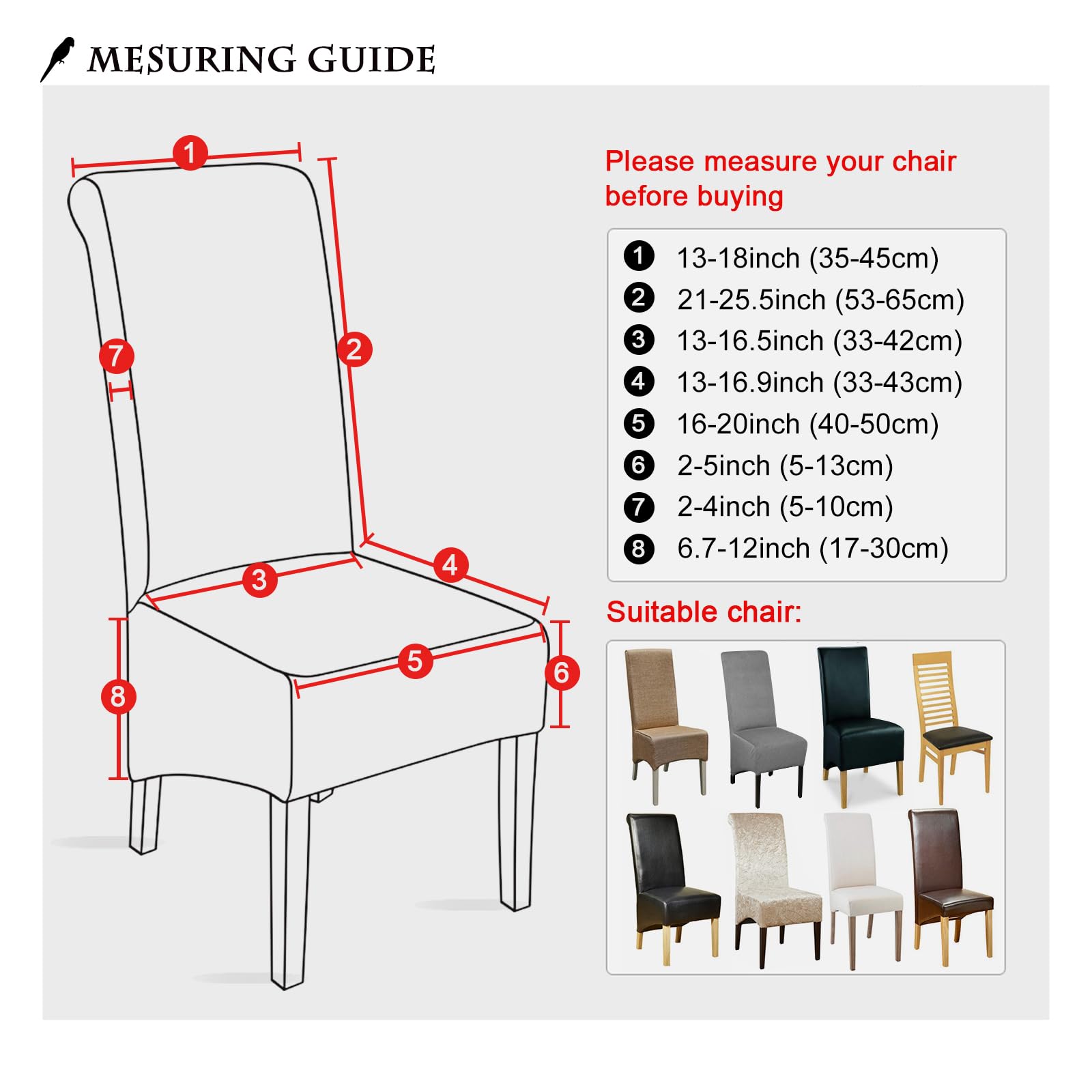 Leorate Hight Back Dining Chair Covers - Image 2