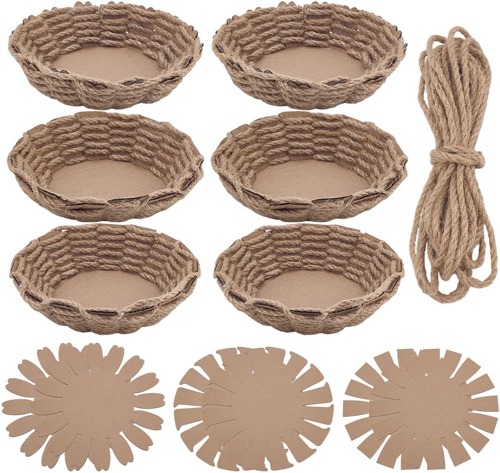 FREEBLOSS 6 Set Basket Weaving Kit Twine Basket Making Kit Creative Woven Bowl Suitable for Kids Arts and Crafts Projects with Instriction Easter Basket Activities for Easter 3 Shapes of Template